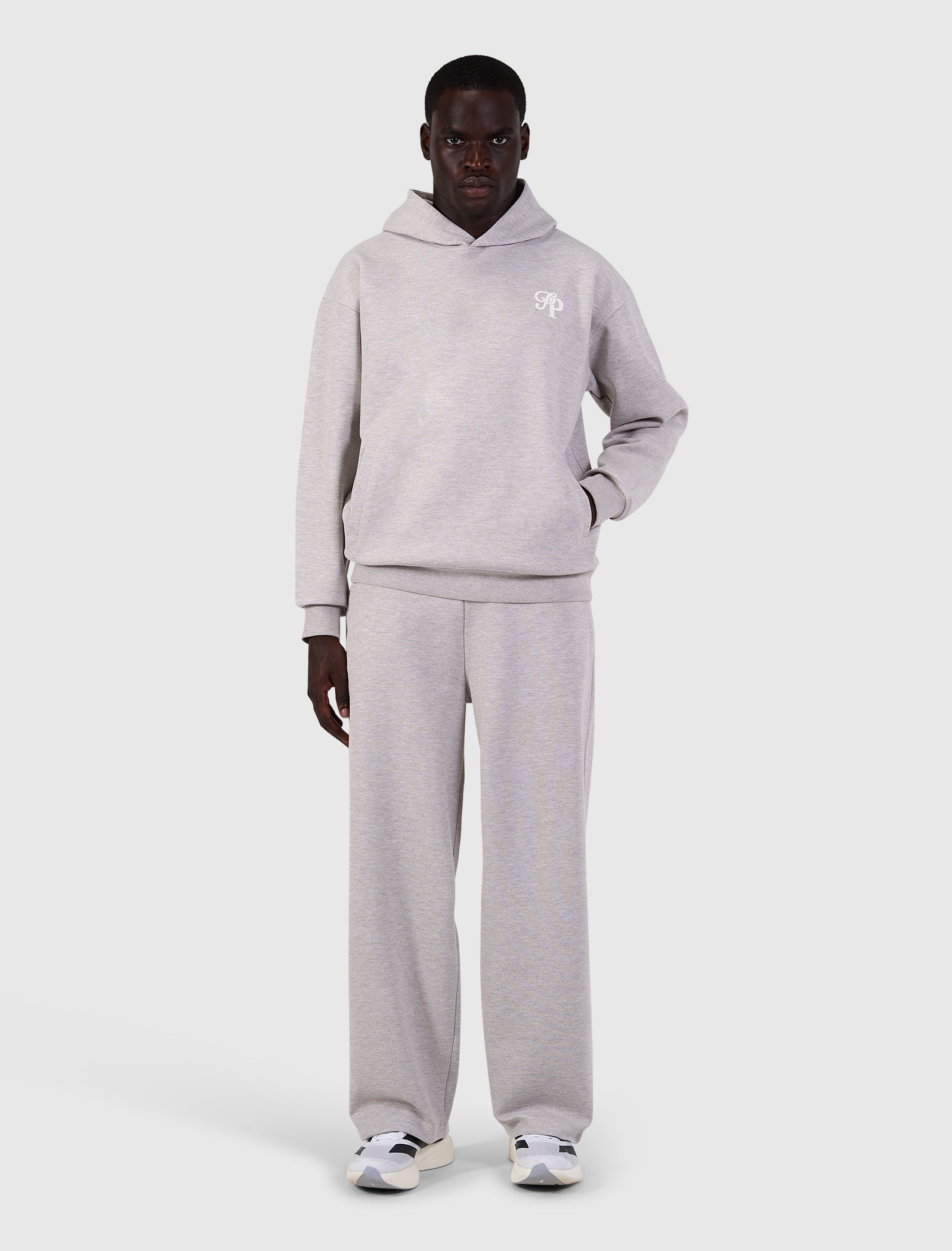 Initials Interlock Hoodie | Taupe