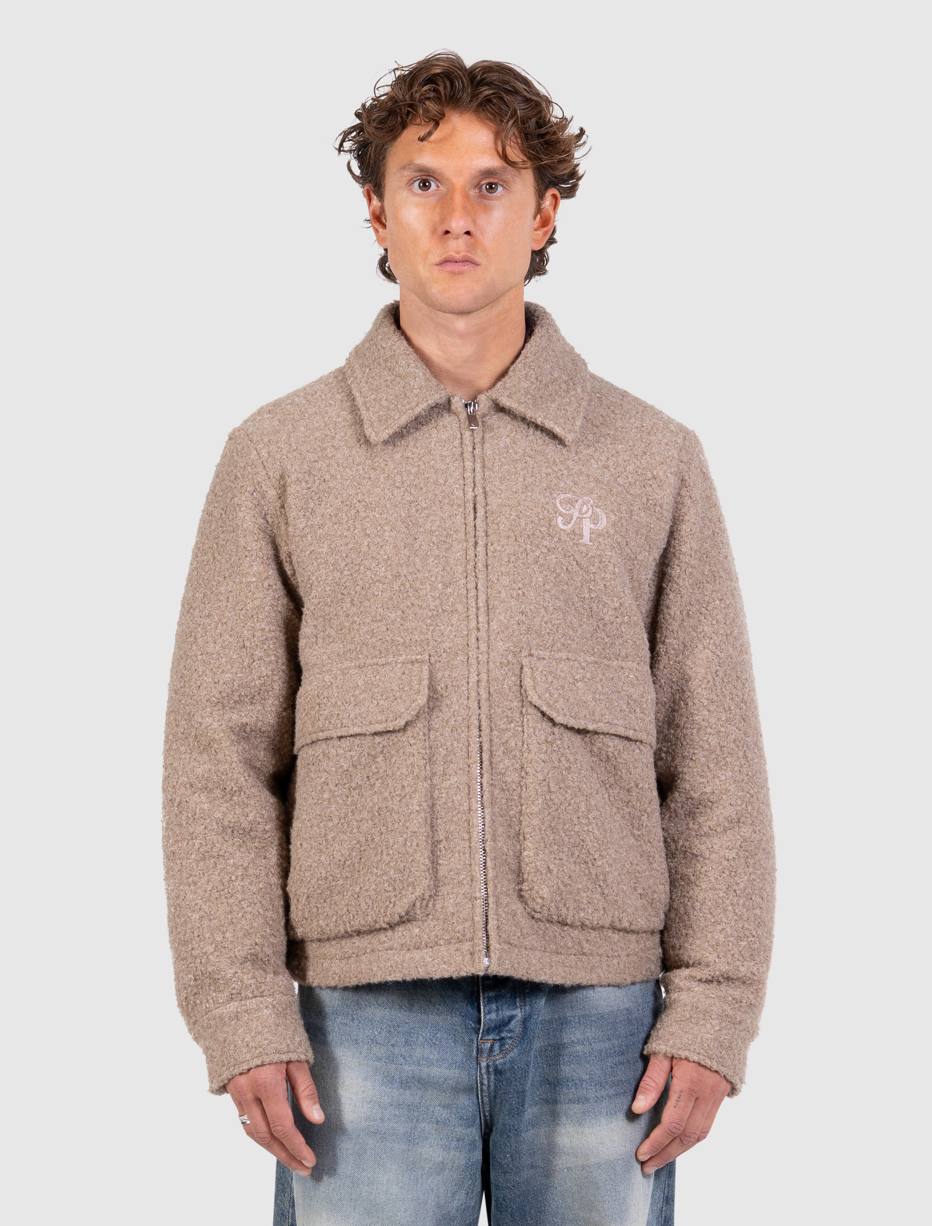 Initials Teddy Jacket | Taupe
