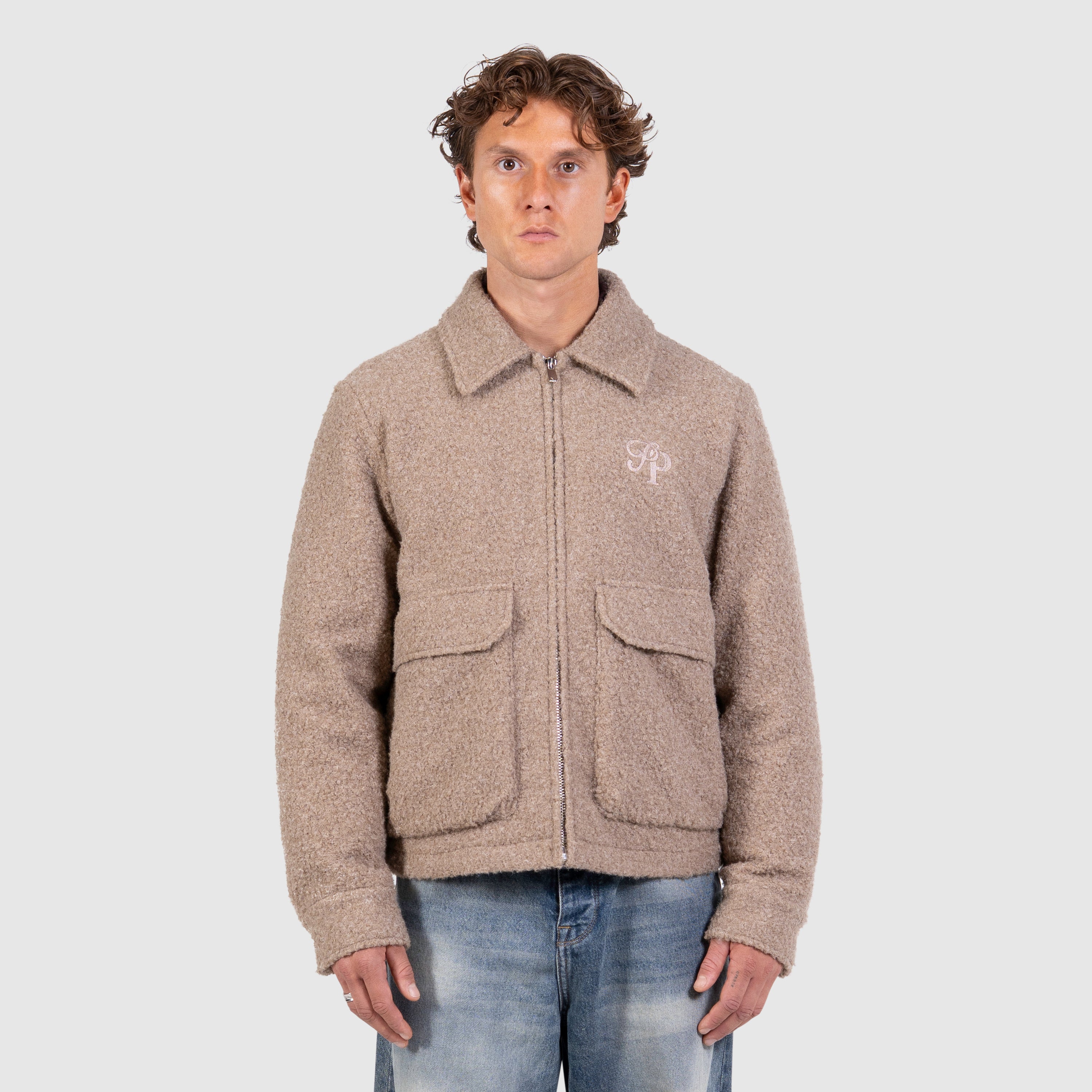 Initials Teddy Jacket | Taupe
