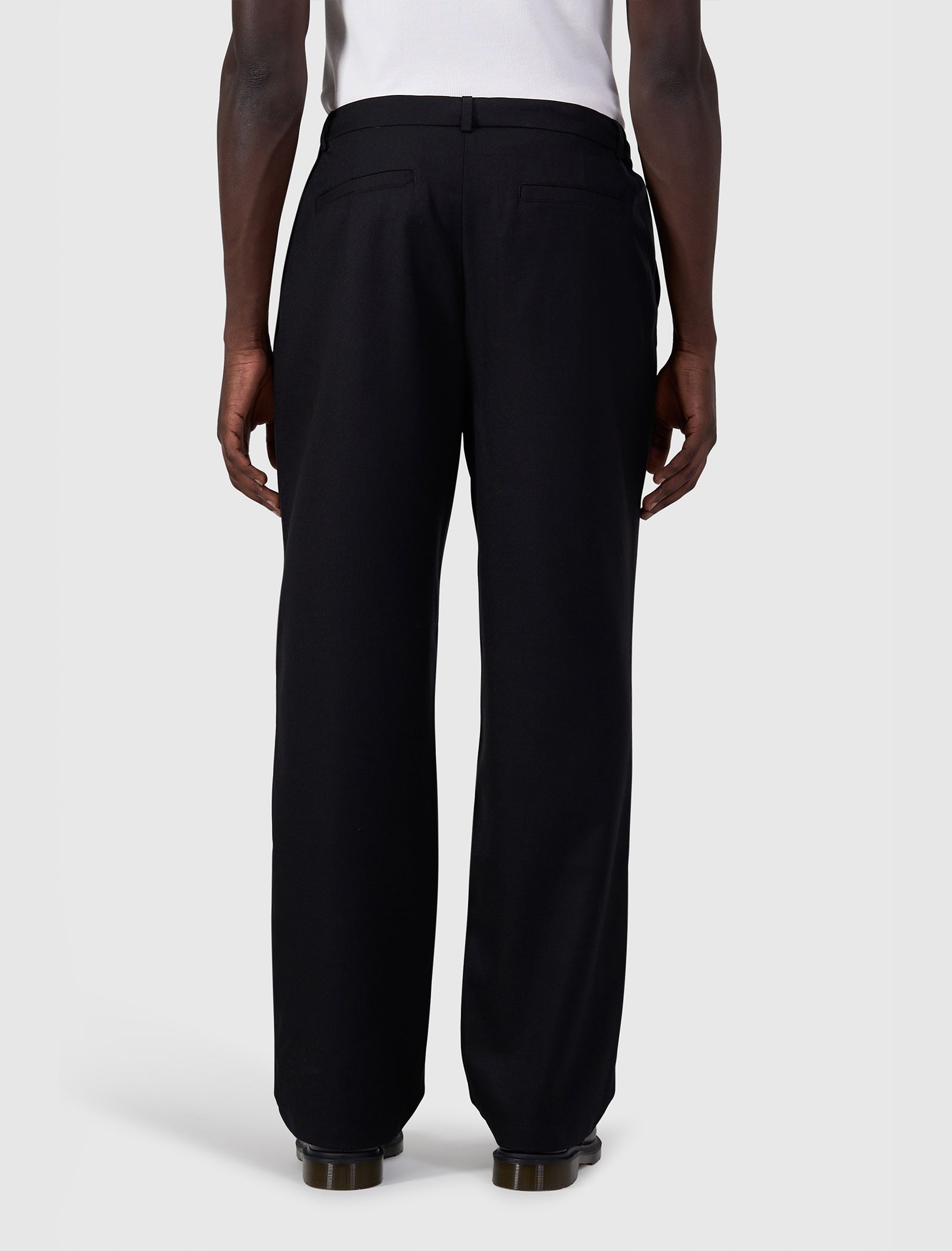Pleated twill pants | Black