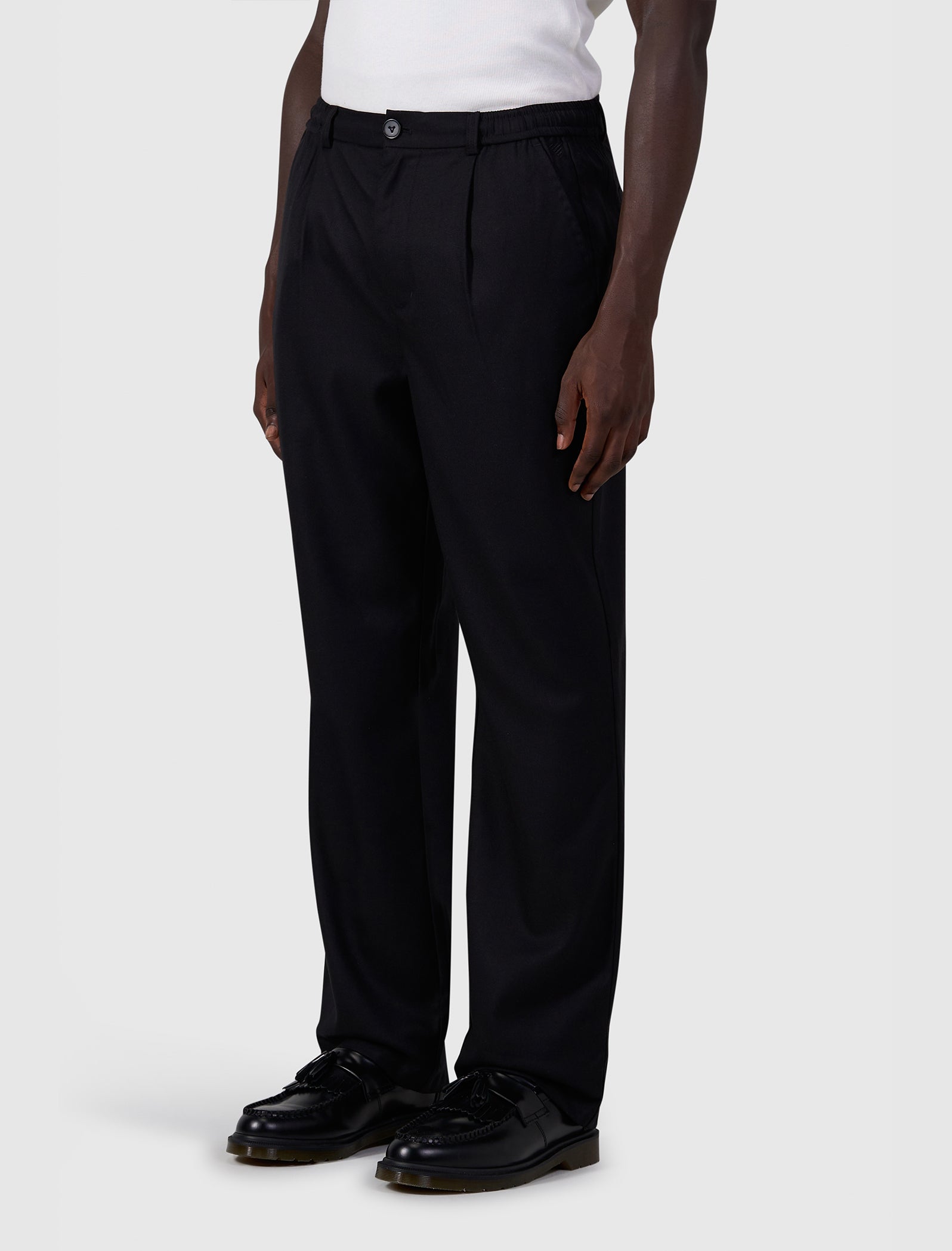 Pleated twill pants | Black