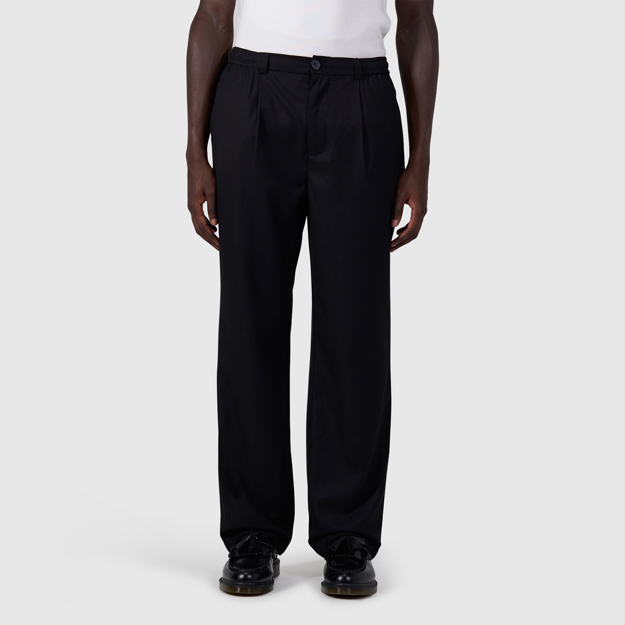 Pleated twill pants | Black