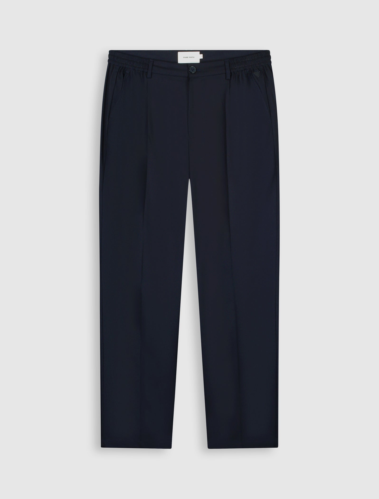Pleated twill pants | Dark Navy