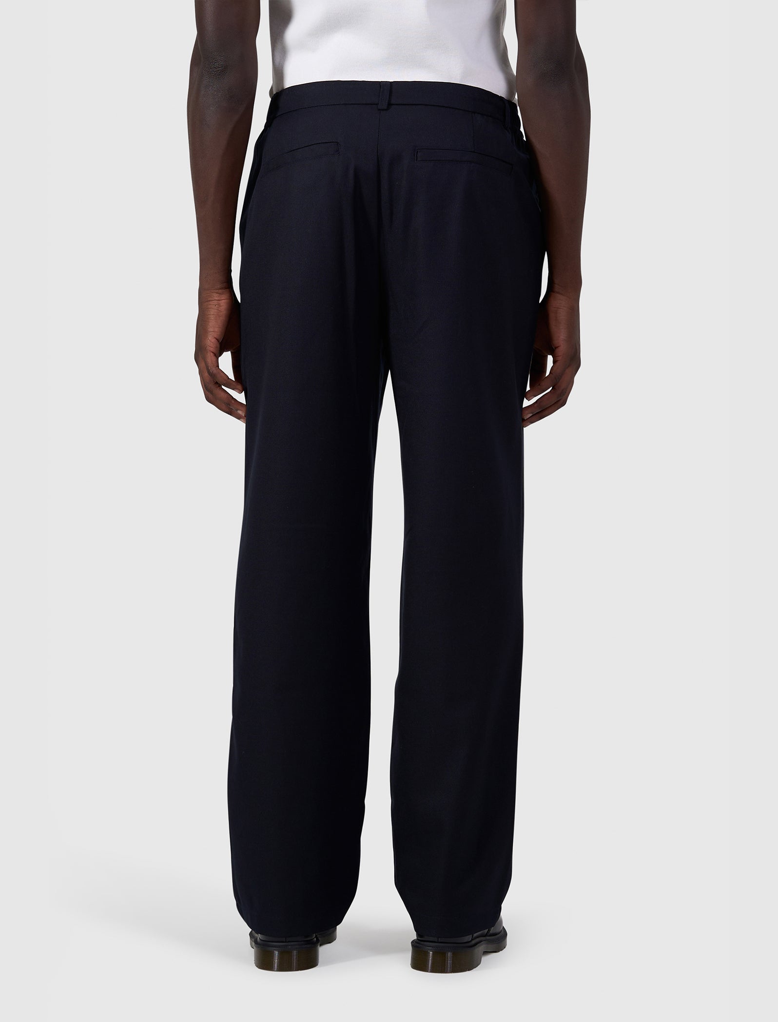 Pleated twill pants | Dark Navy
