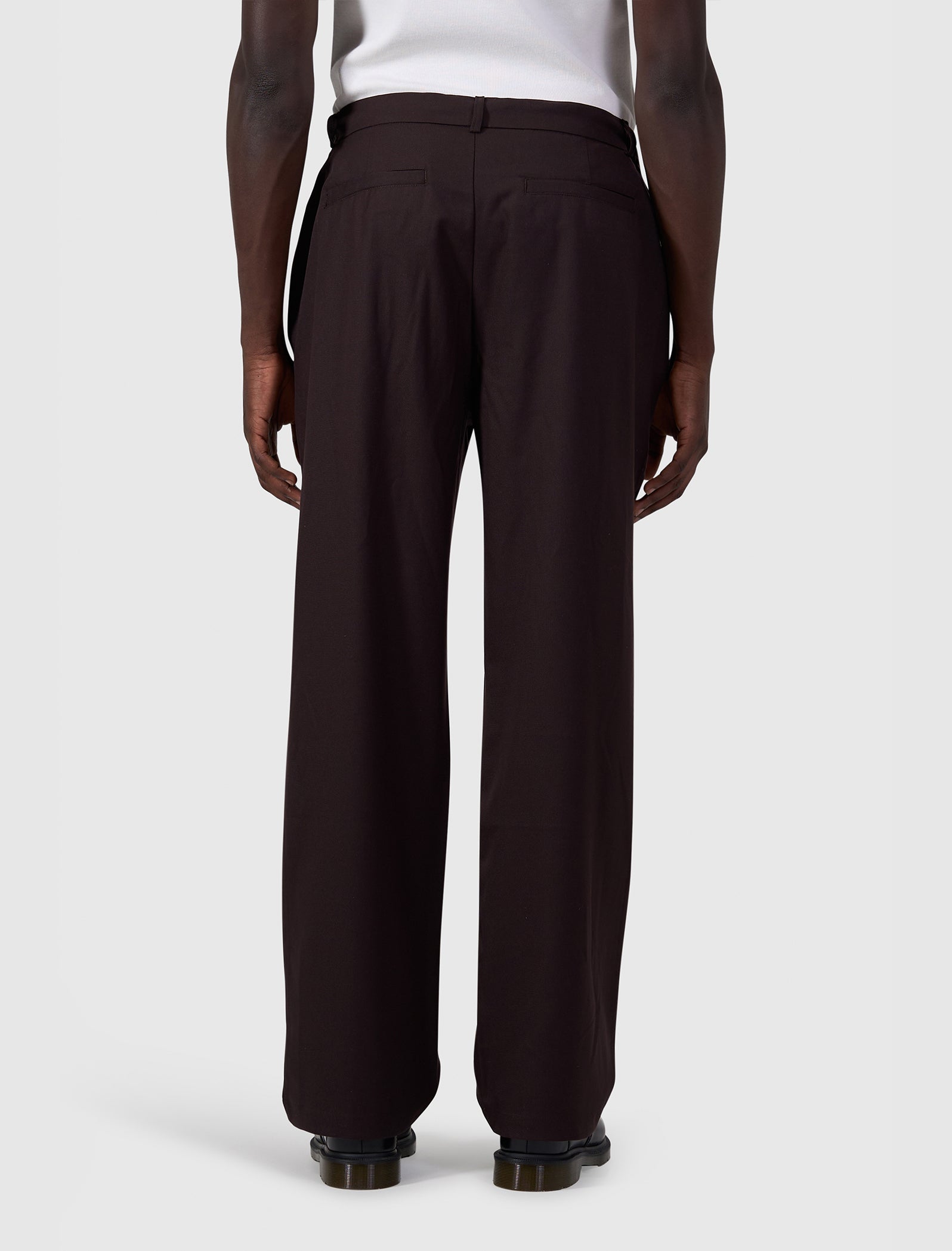 Pleated twill pants | Dark Brown