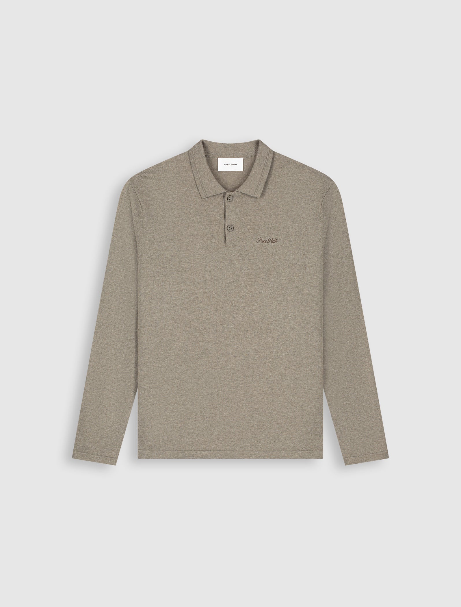 Flat Knit Longsleeve Polo | Taupe Melange