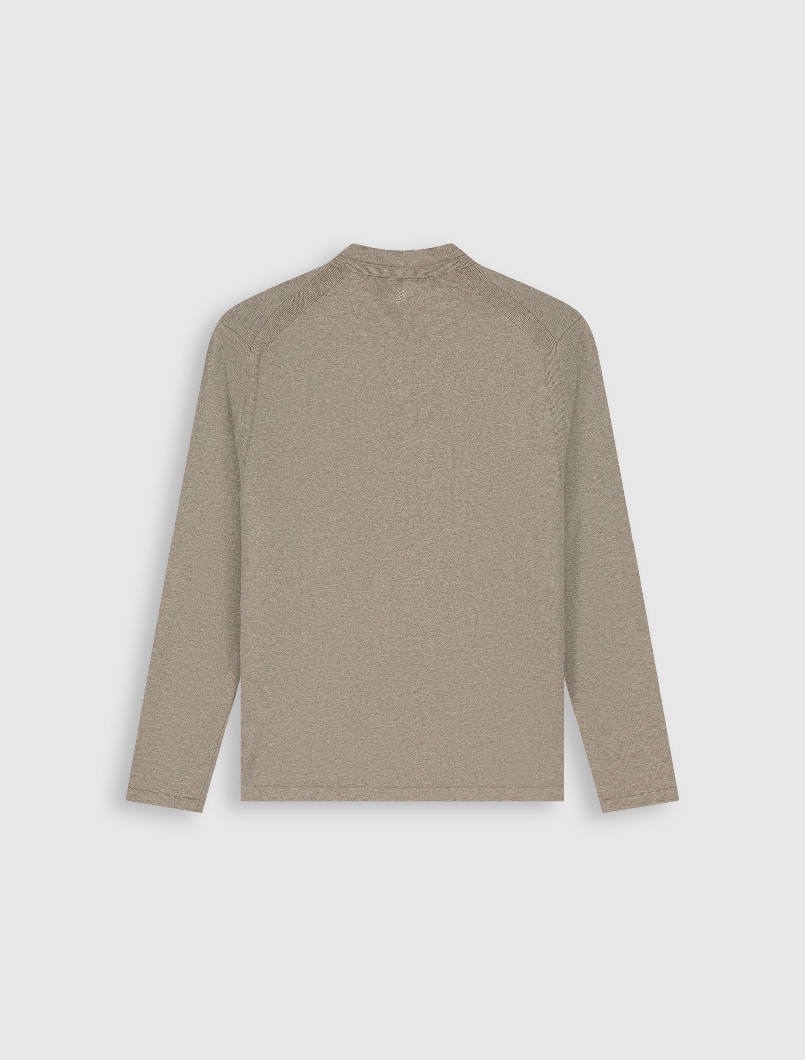 Flat Knit Longsleeve Polo | Taupe Melange