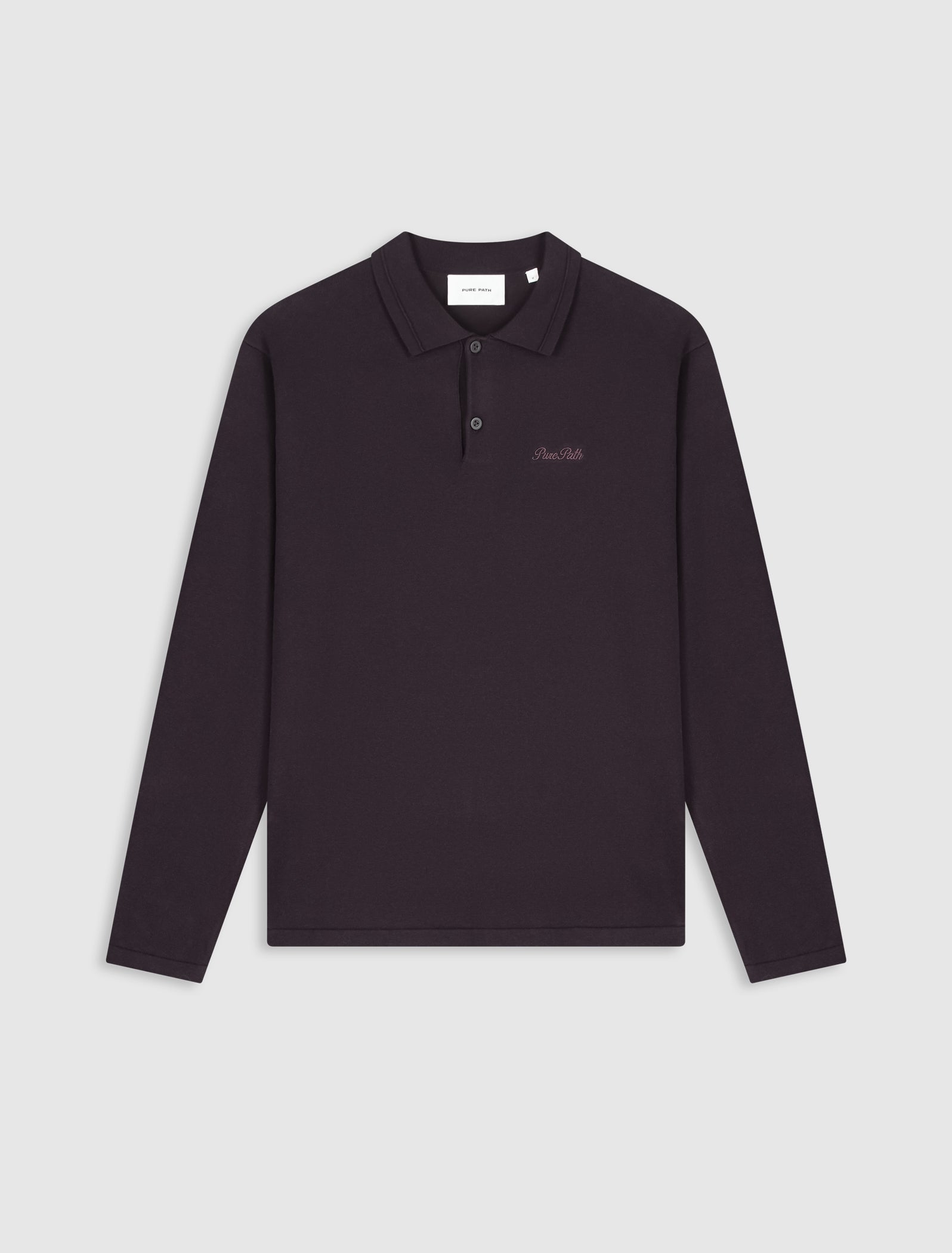 Flat Knit Longsleeve Polo | Dark Brown