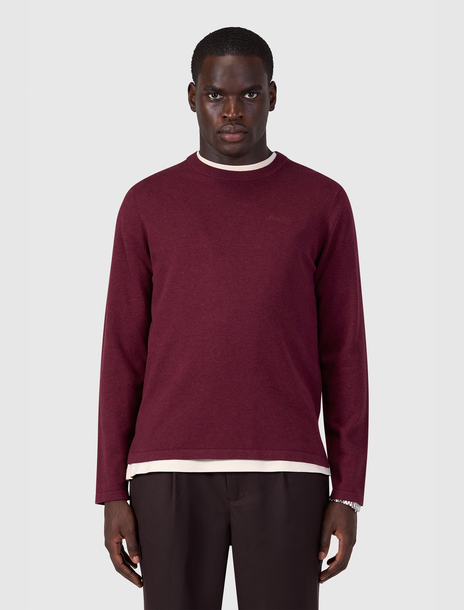 Flat Knit Sweater | Wine Red