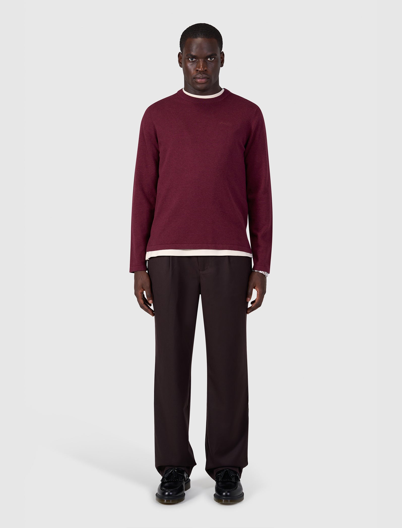 Flat Knit Sweater | Wine Red