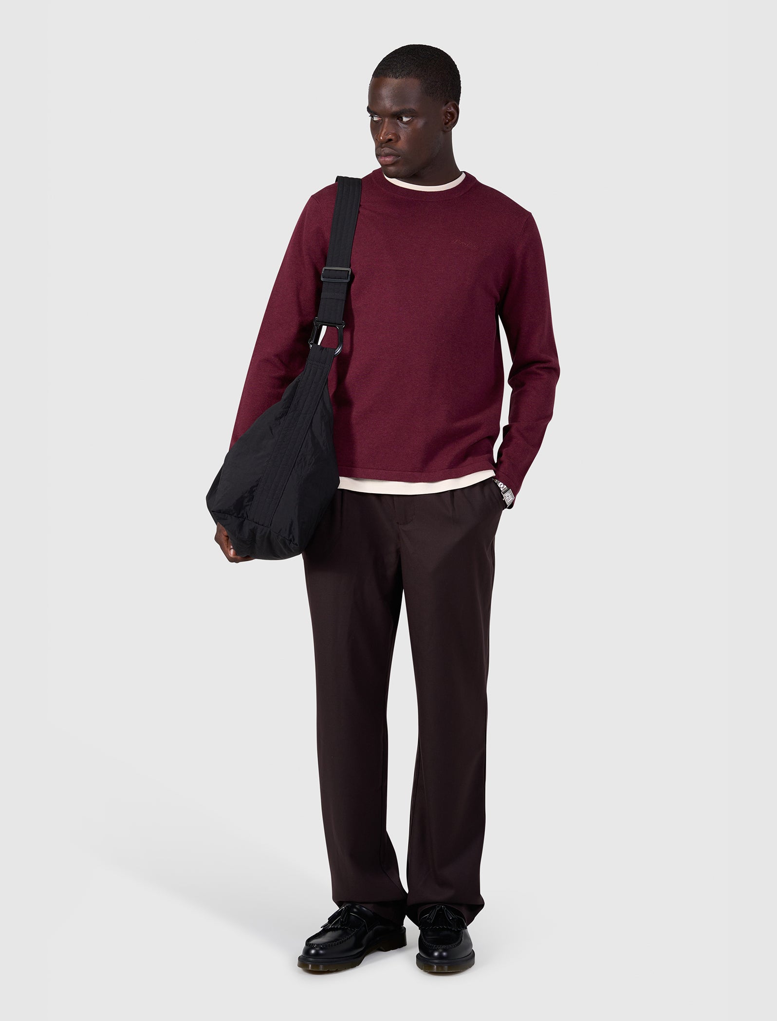 Flat Knit Sweater | Wine Red