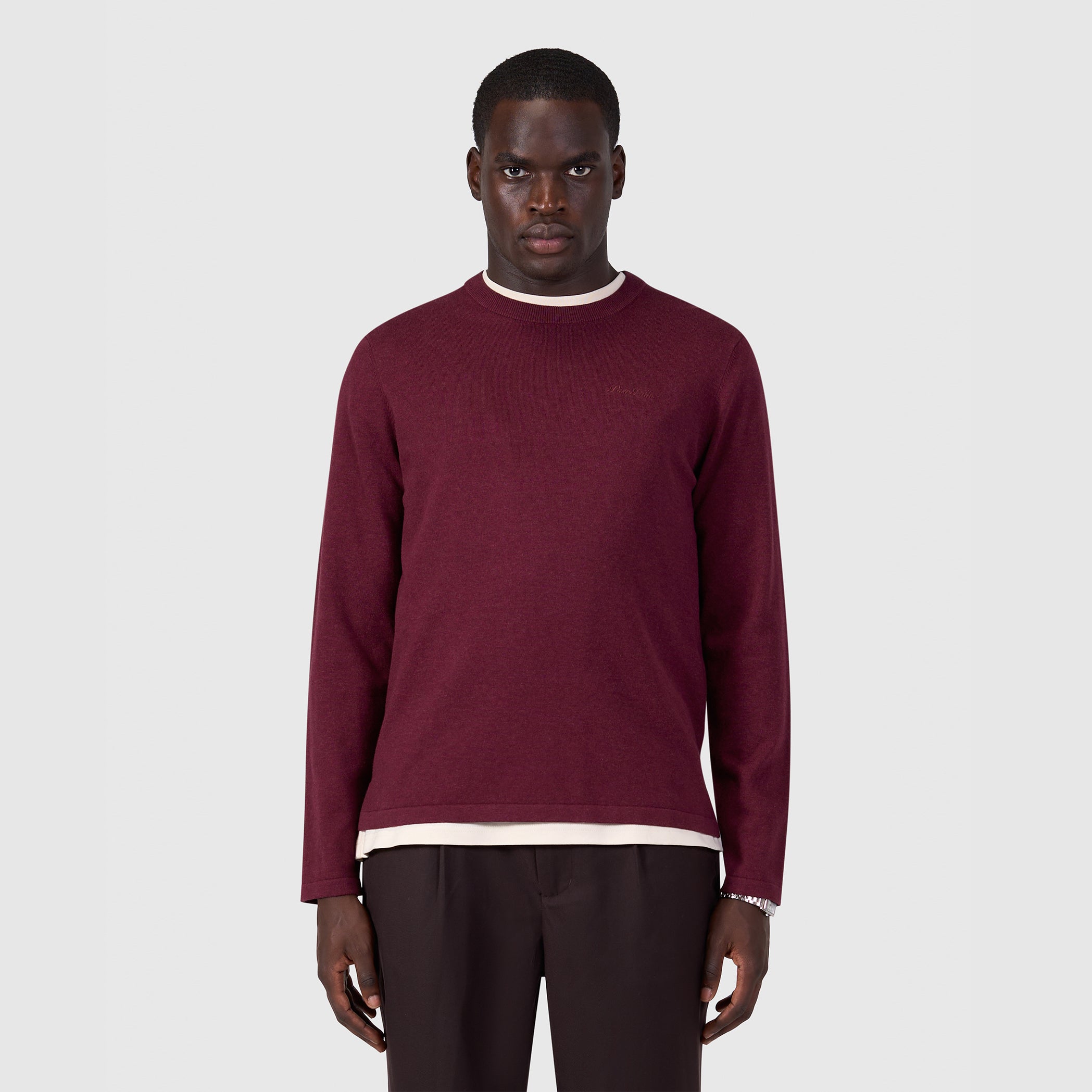 Flat Knit Sweater | Wine Red
