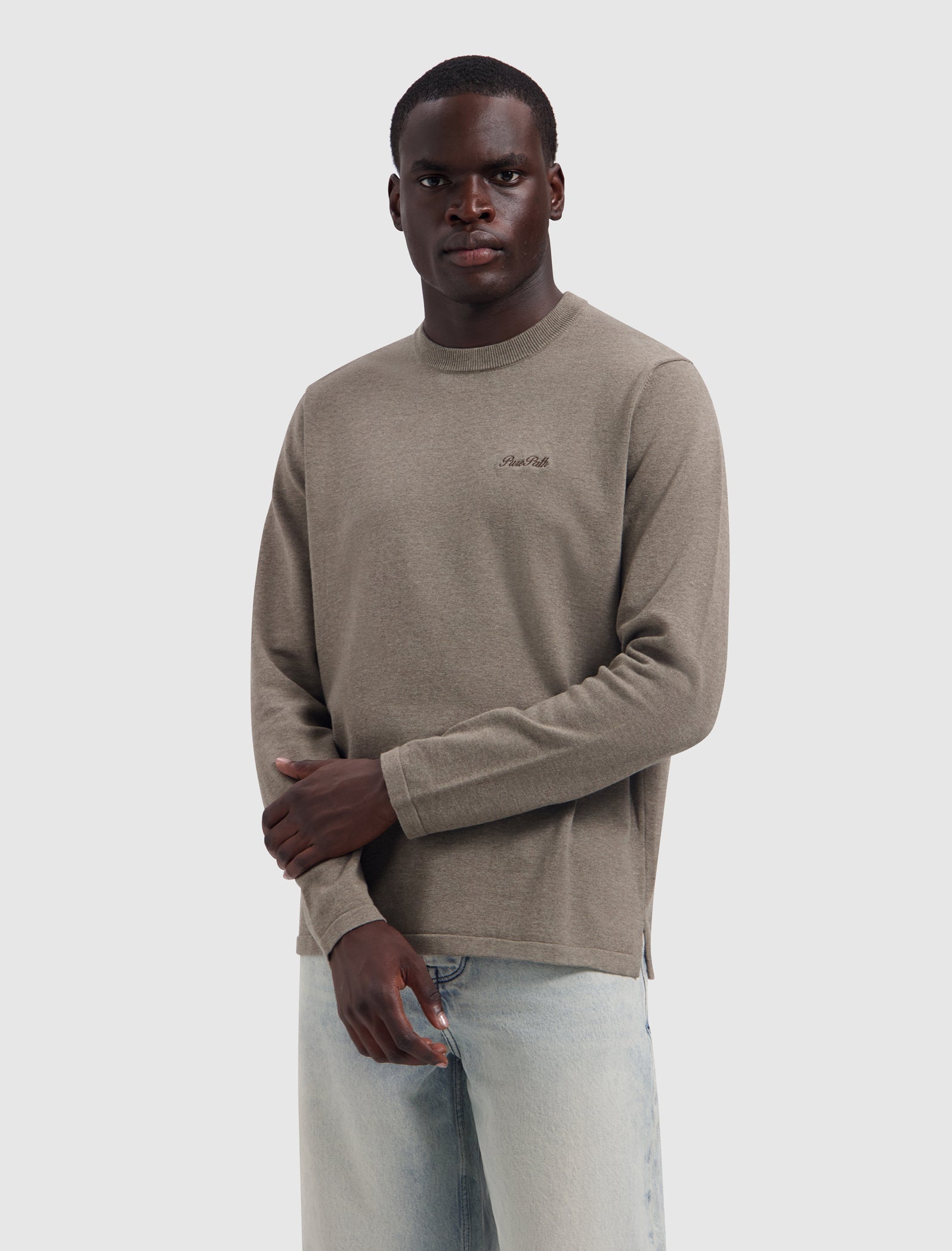 Flat Knit Sweater | Taupe Melange