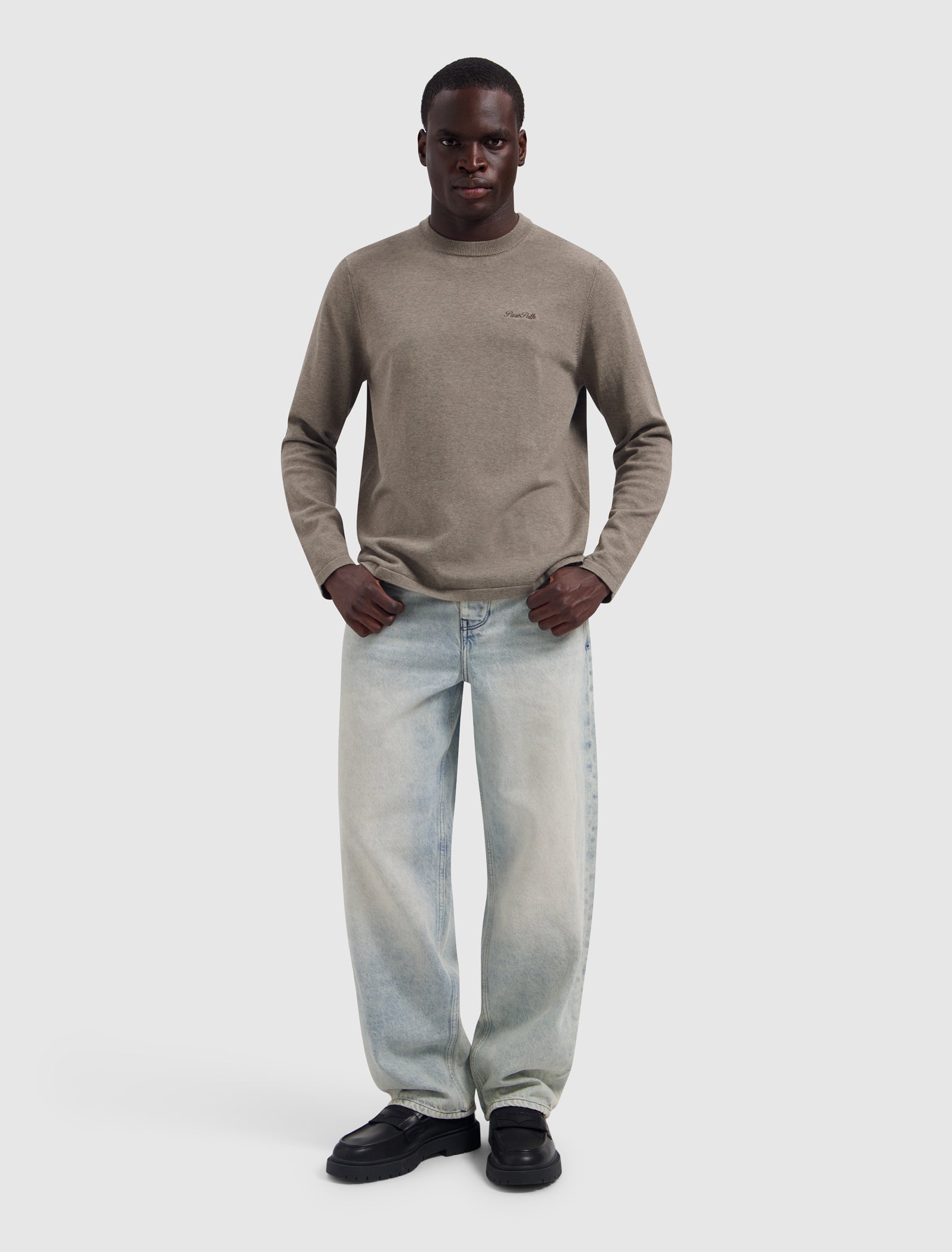 Flat Knit Sweater | Taupe Melange