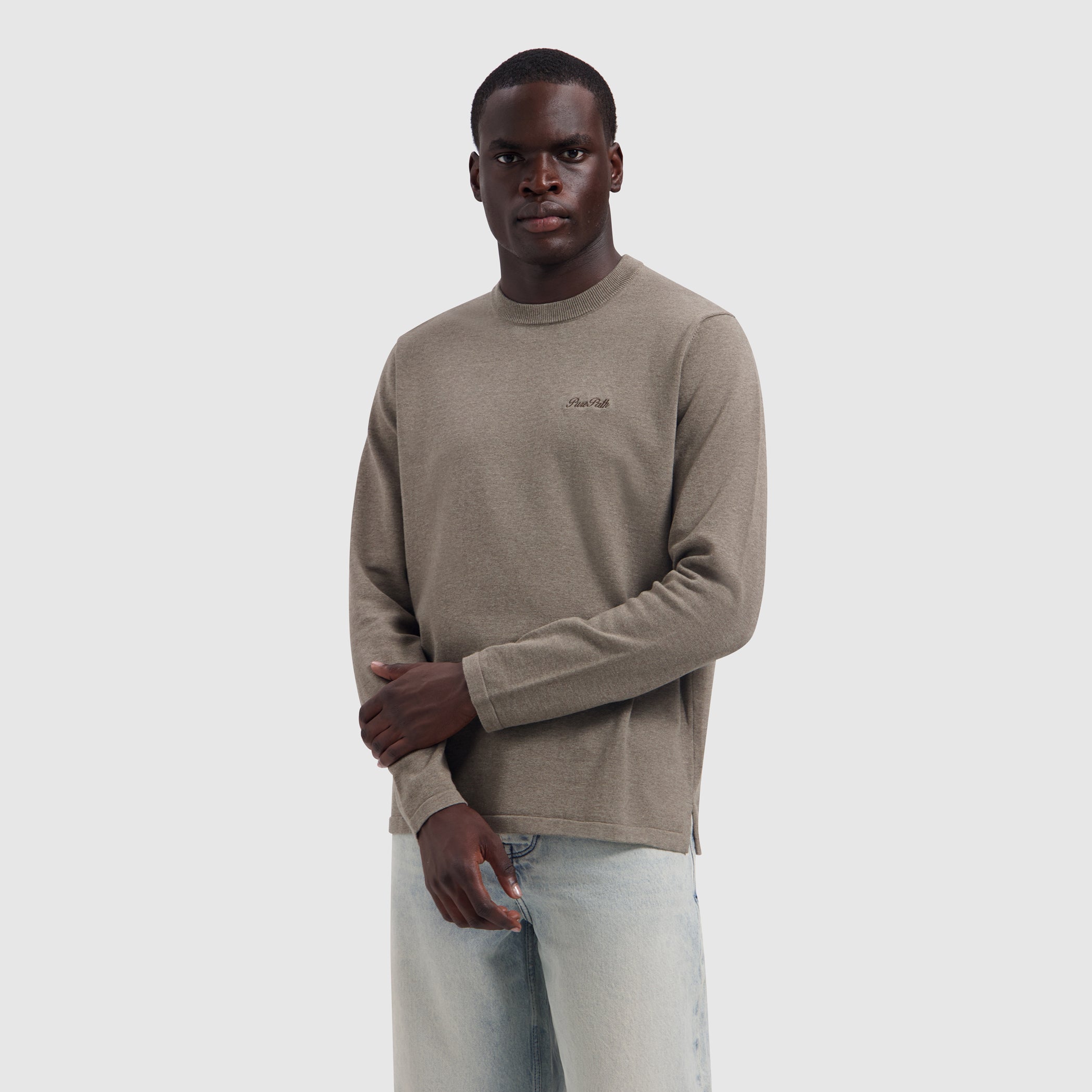 Flat Knit Sweater | Taupe Melange