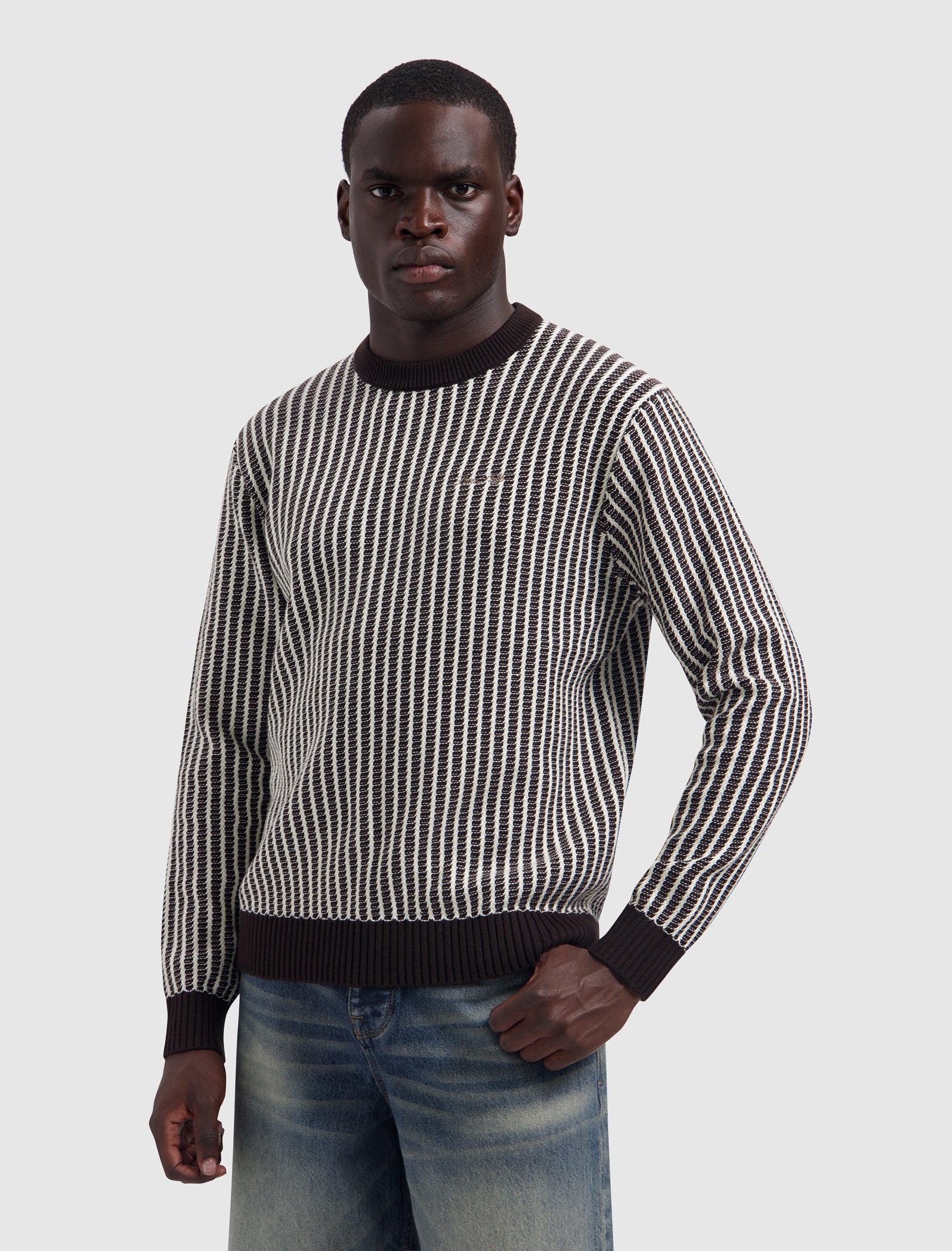Ladder Stitch Knit Sweater | Wine Red