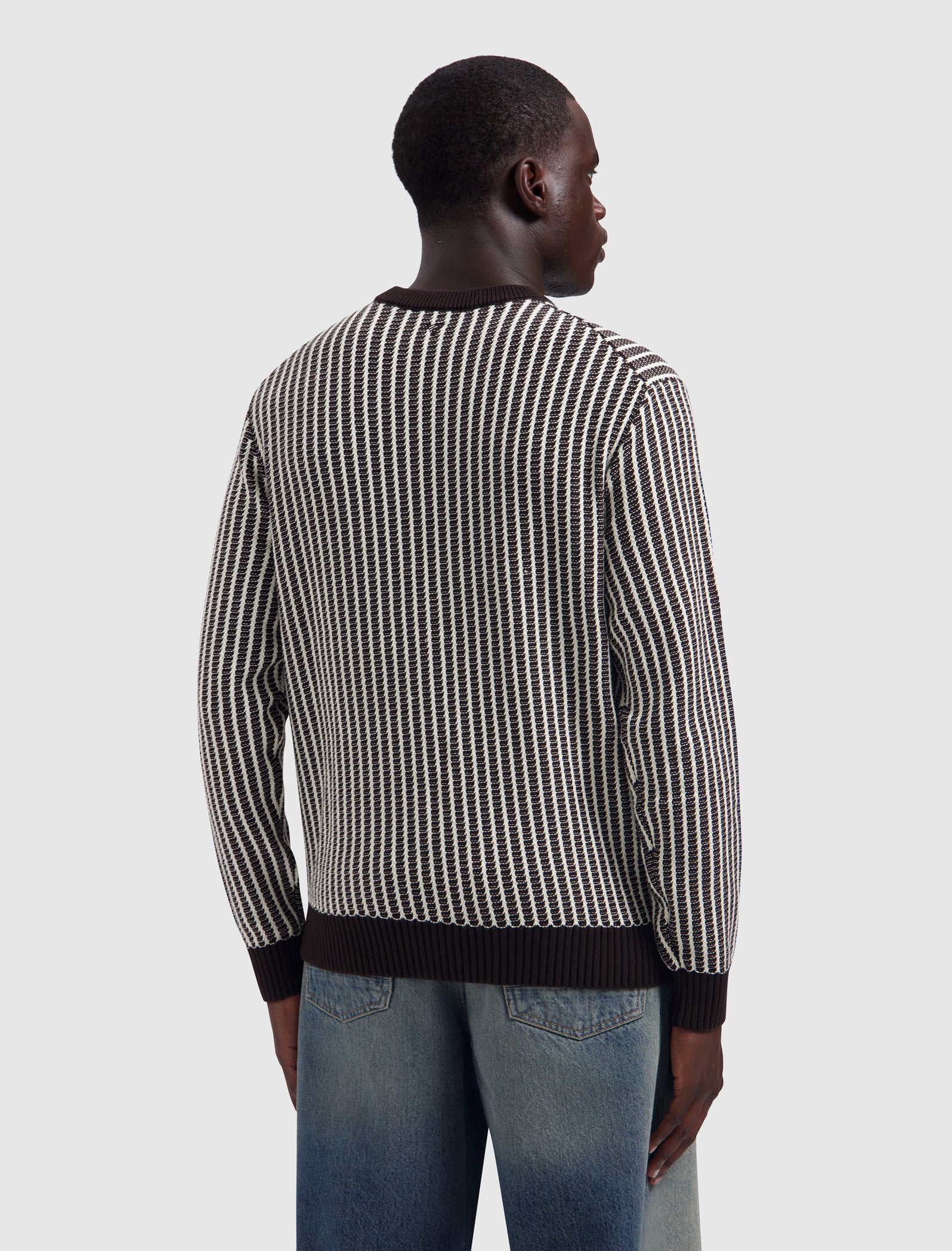 Ladder Stitch Knit Sweater | Dark Brown