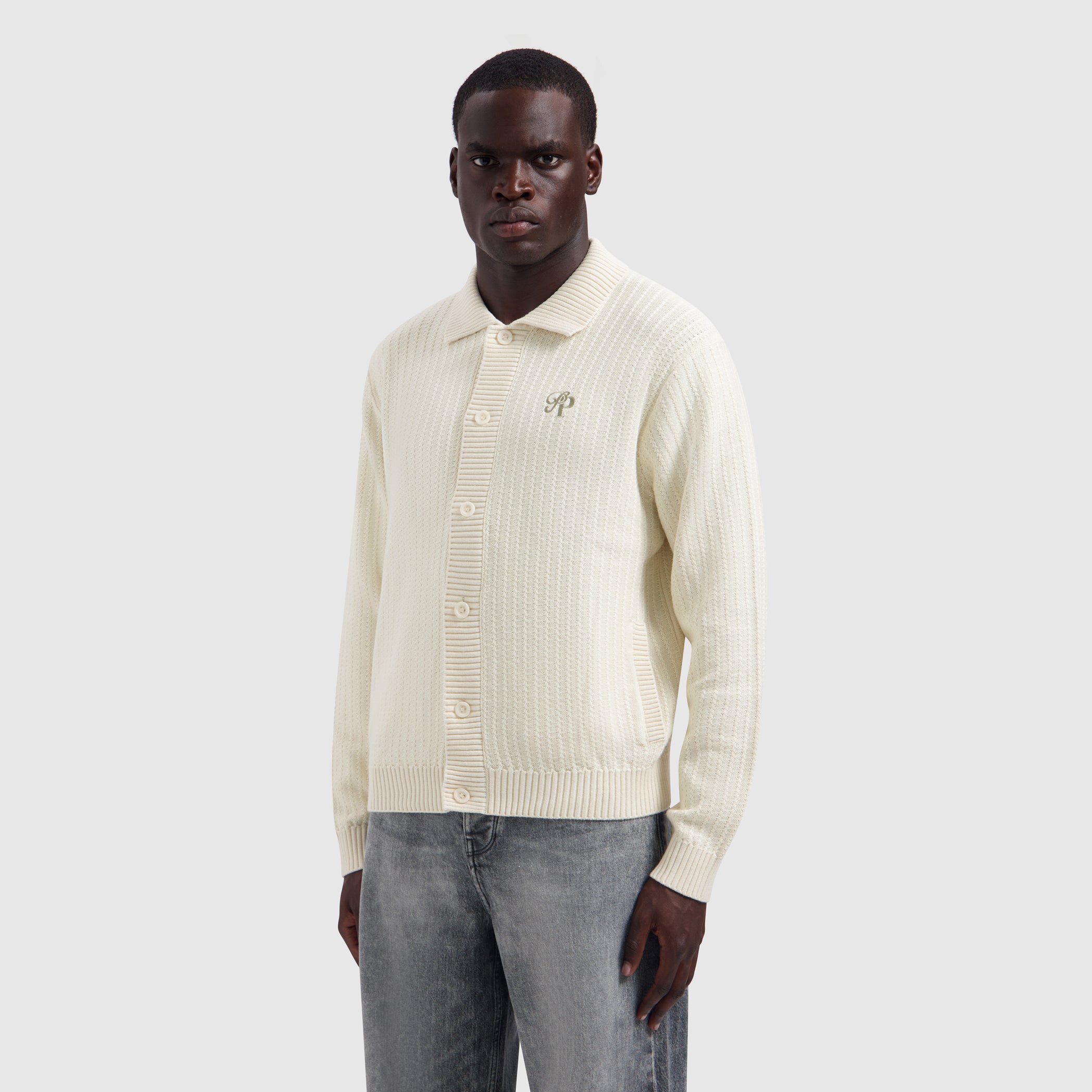 Initials Ladder Stitch Knit Vest | Ecru