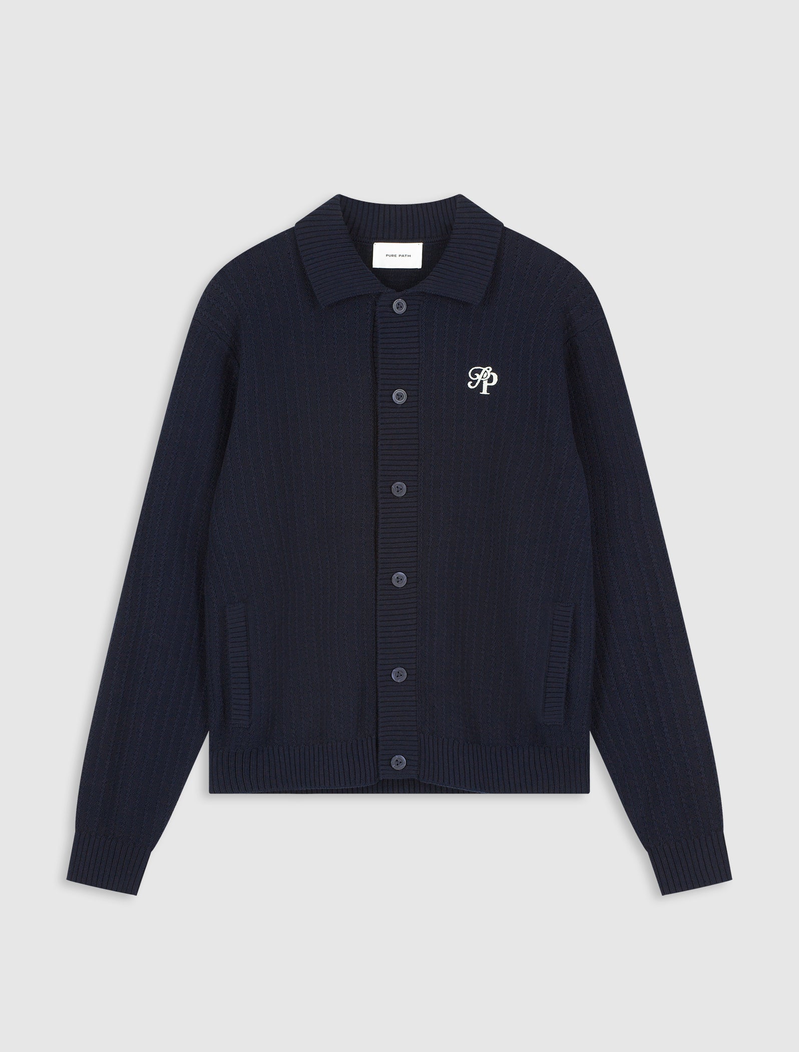 Initials Ladder Stitch Knit Vest | Dark Navy