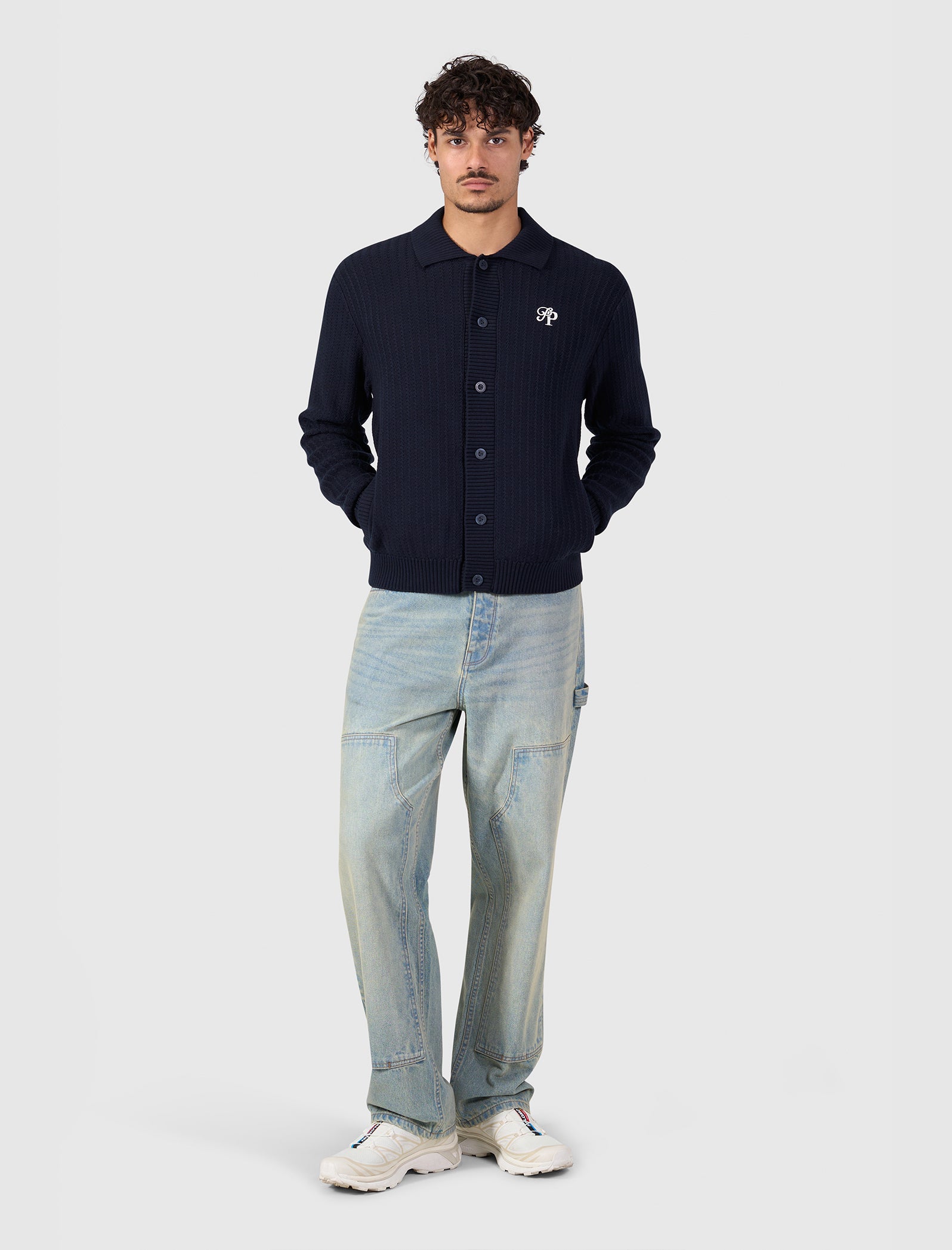 Initials Ladder Stitch Knit Vest | Dark Navy