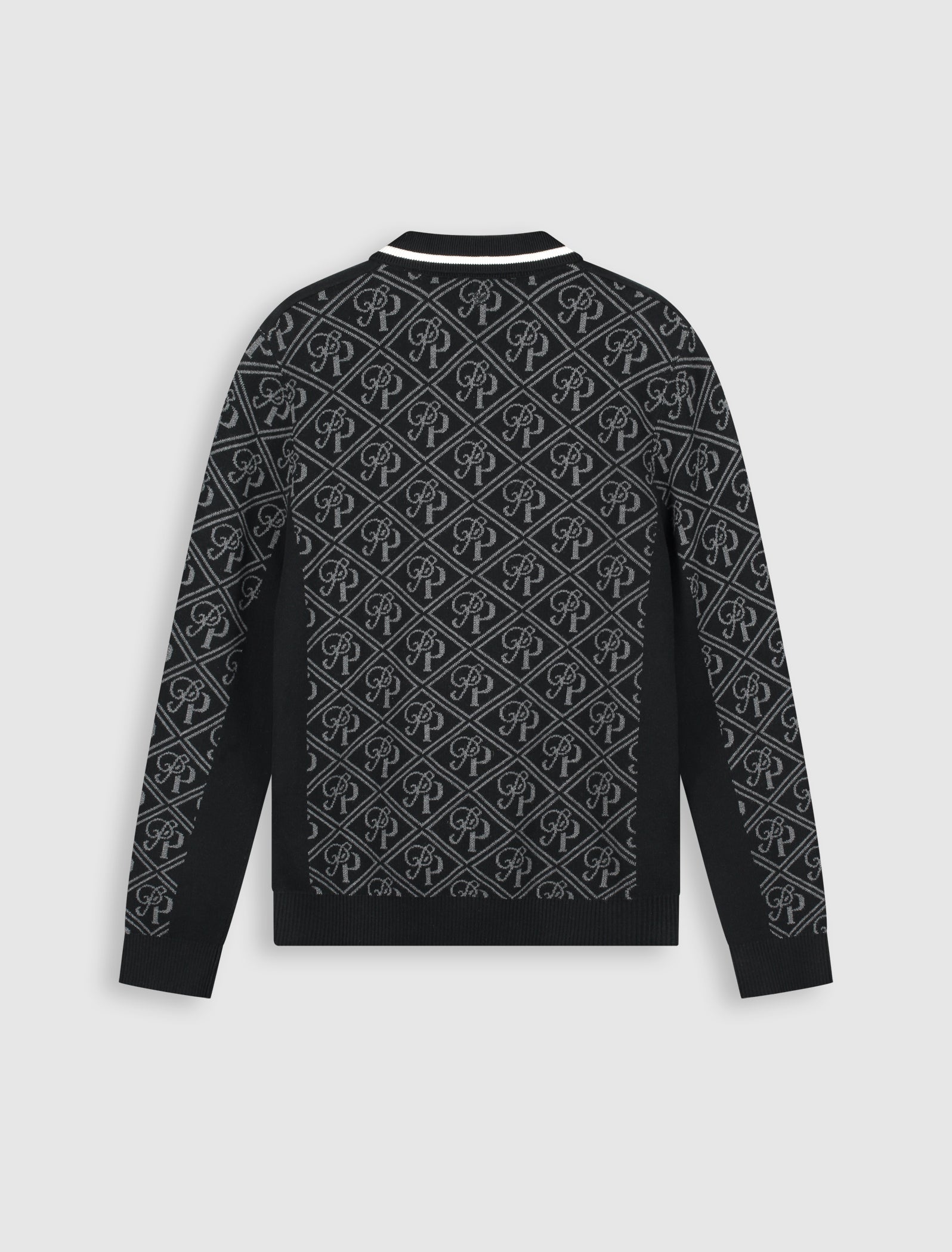 Jacquard Initials Knit Polo | Black
