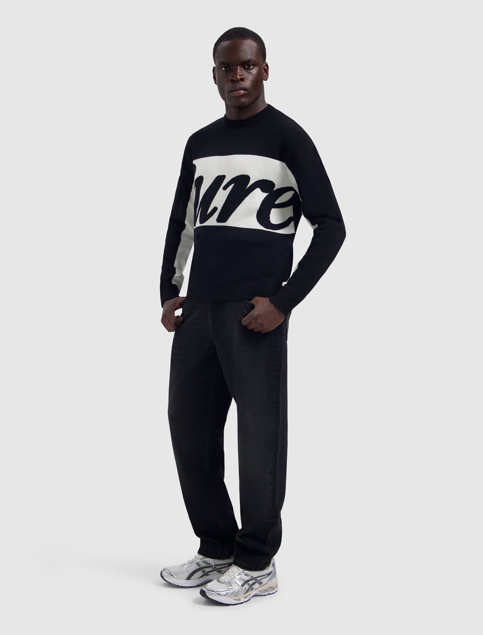 Jacquard Pure Knit Sweater | Black