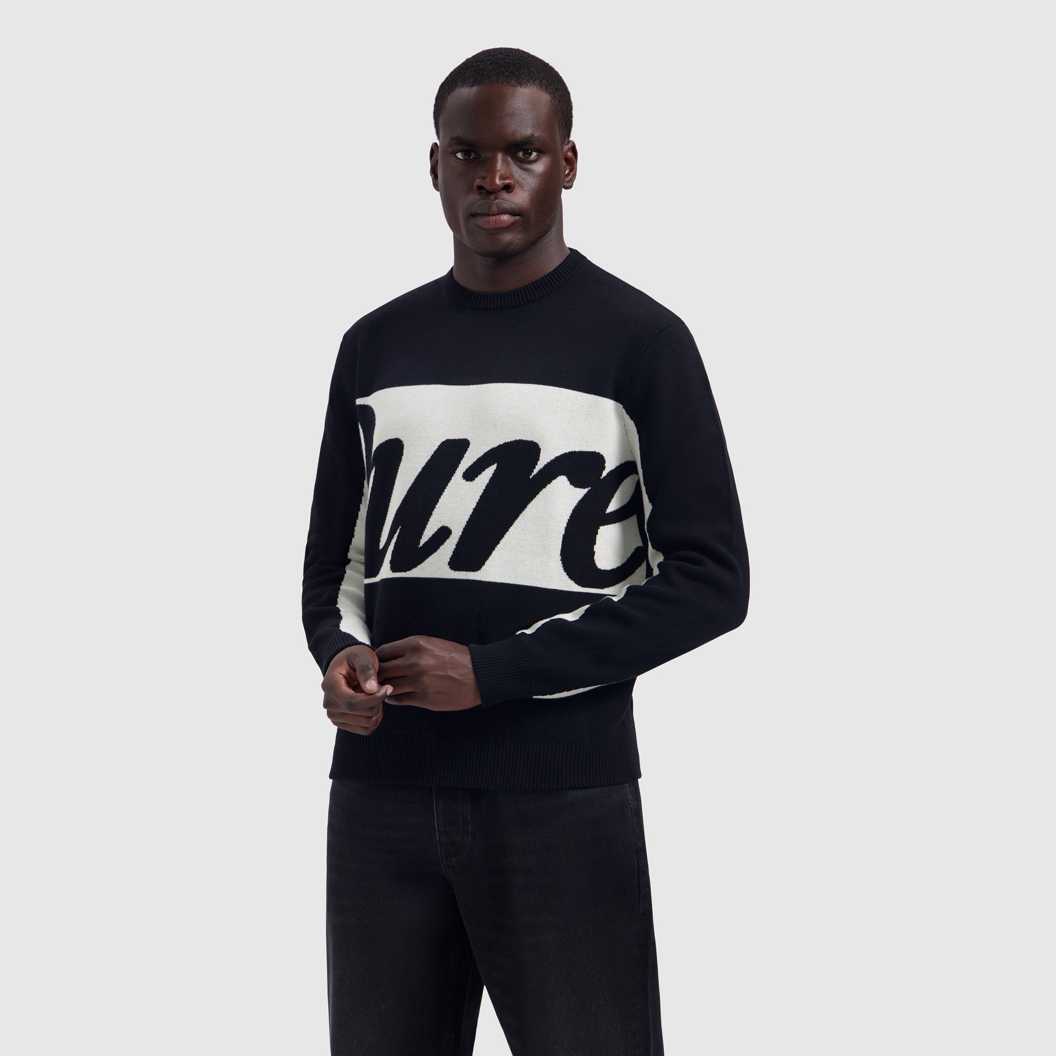 Jacquard Pure Knit Sweater | Black