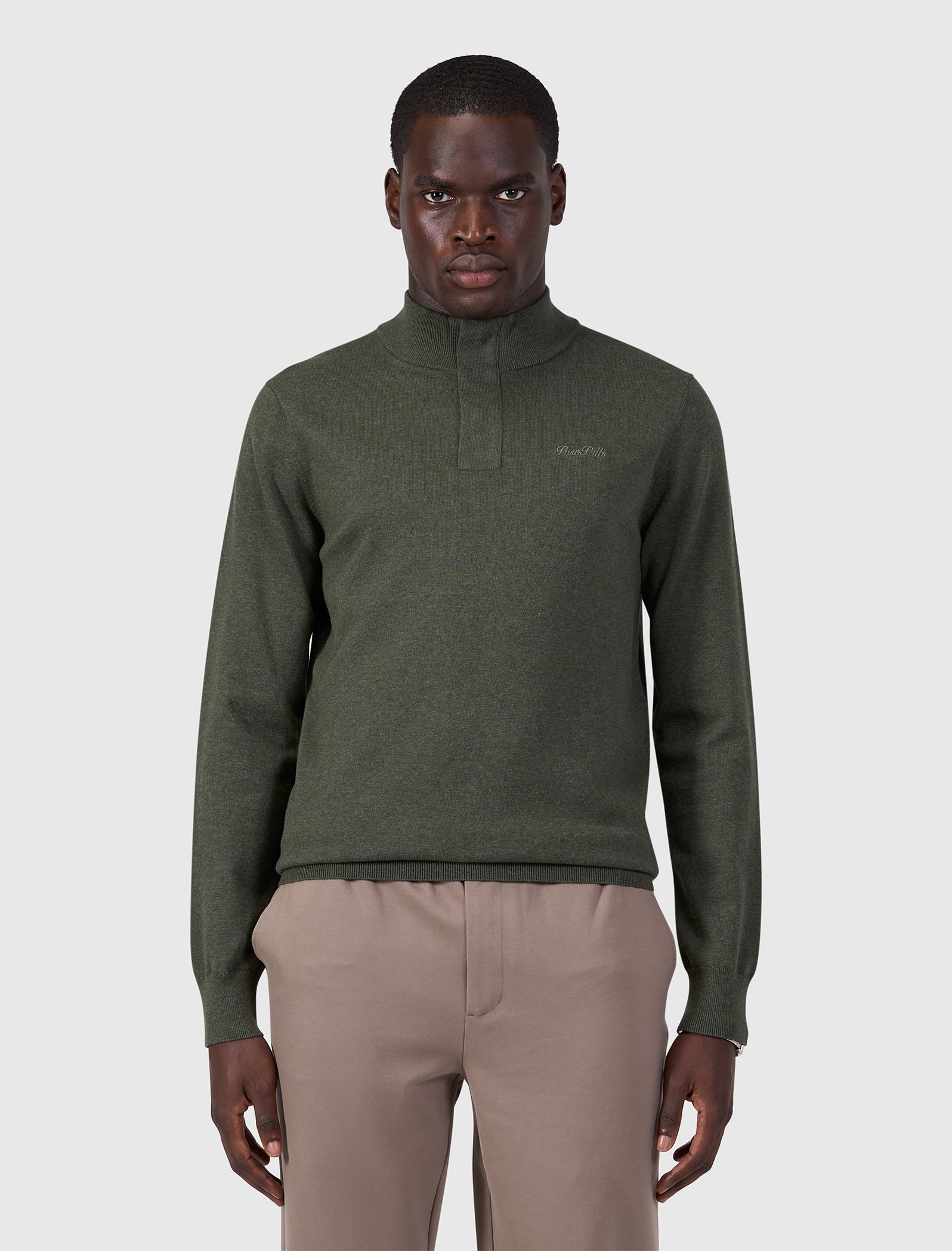 Flat Knit Hidden Half-zip Sweater | Dark Army