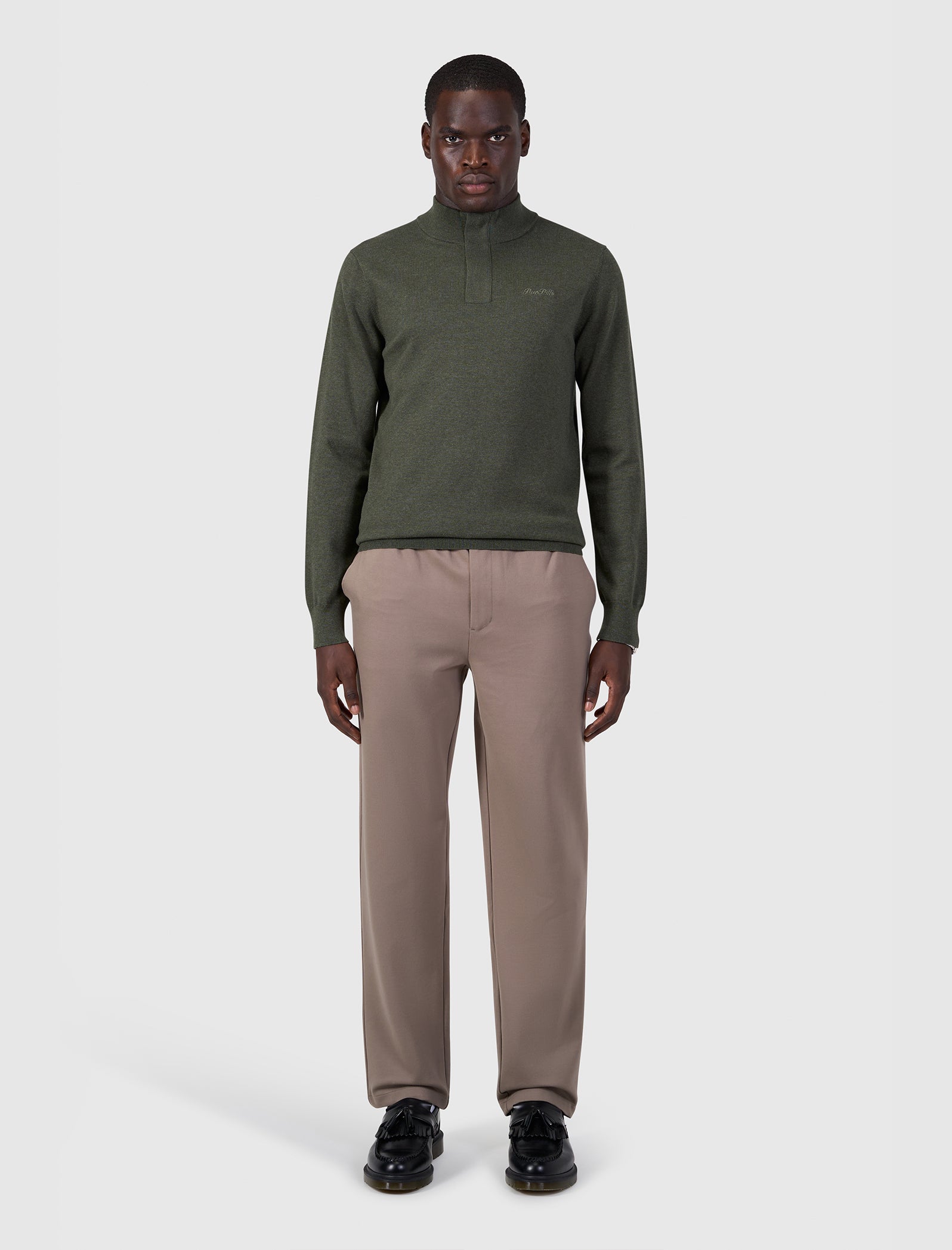 Flat Knit Hidden Half-zip Sweater | Dark Army