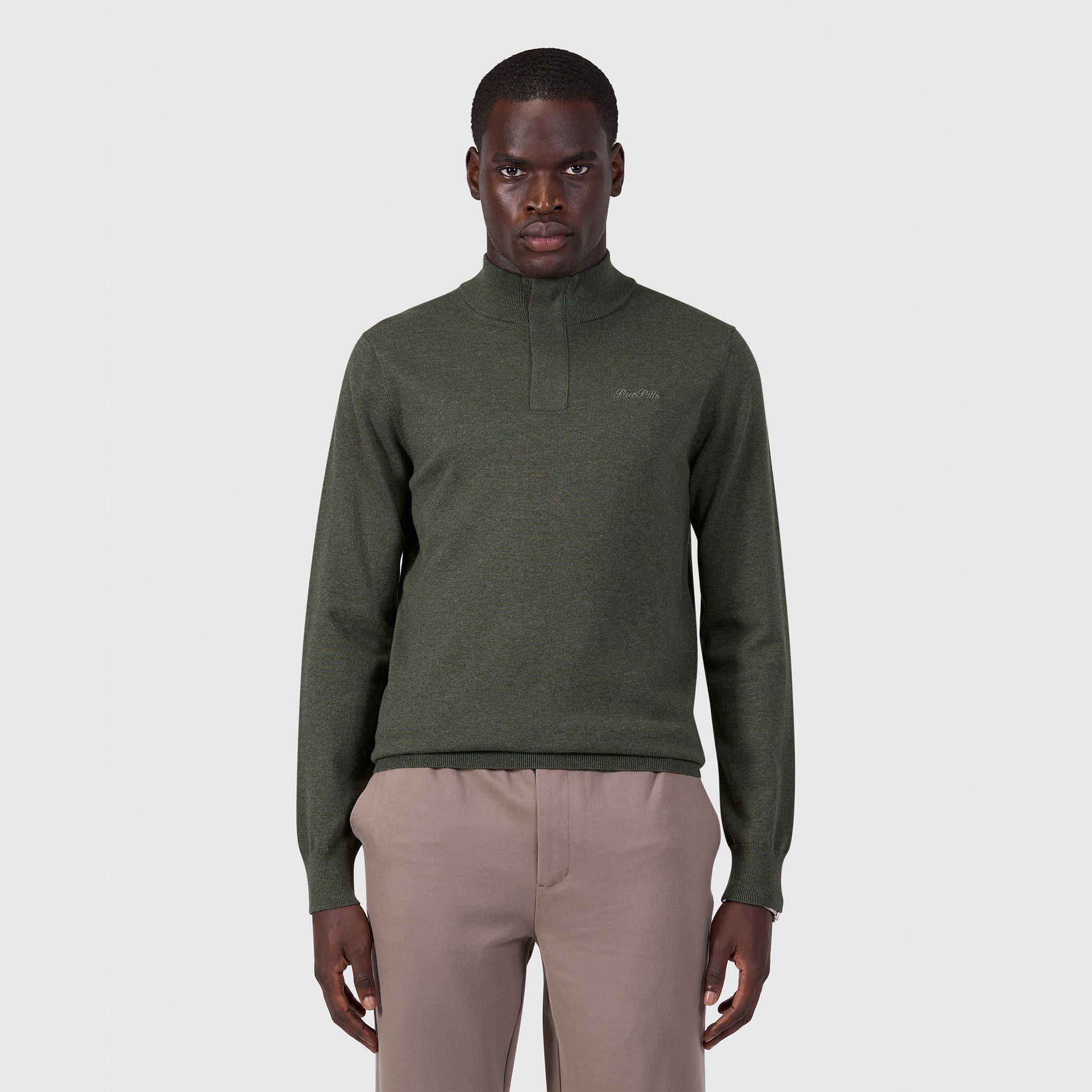Flat Knit Hidden Half-zip Sweater | Dark Army