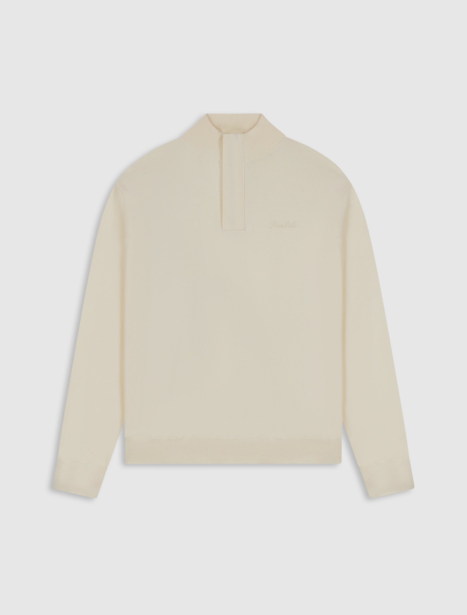 Flat Knit Hidden Half-zip Sweater | Ecru