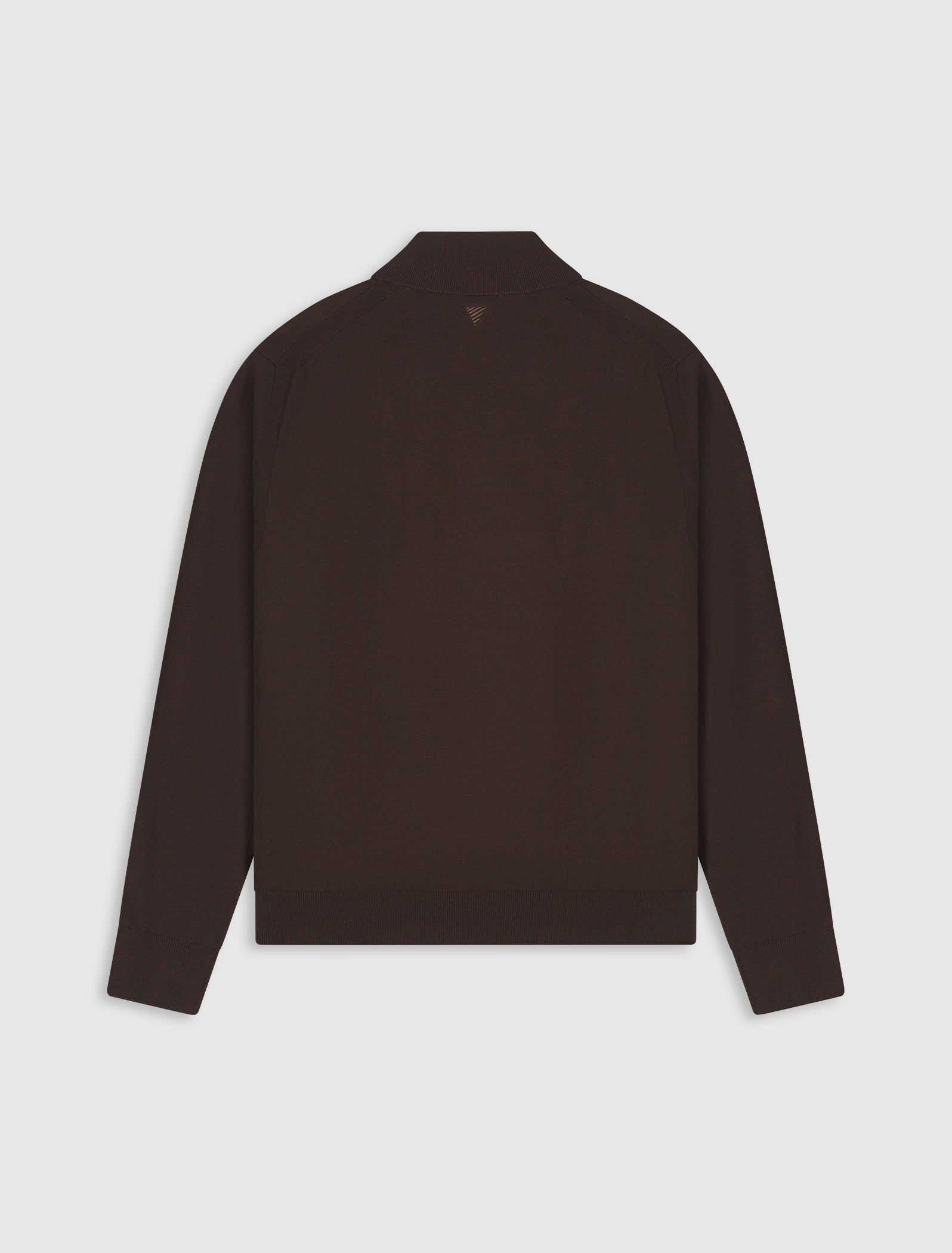 Flat Knit Hidden Half-zip Sweater | Dark Brown