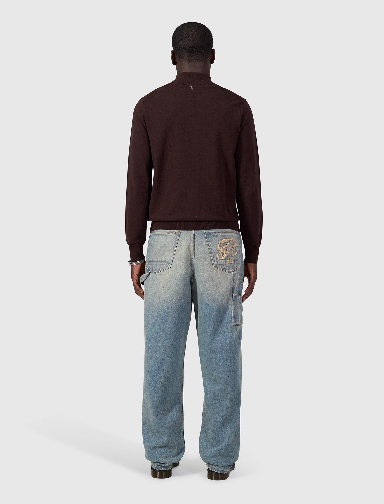 Flat Knit Hidden Half-zip Sweater | Dark Brown