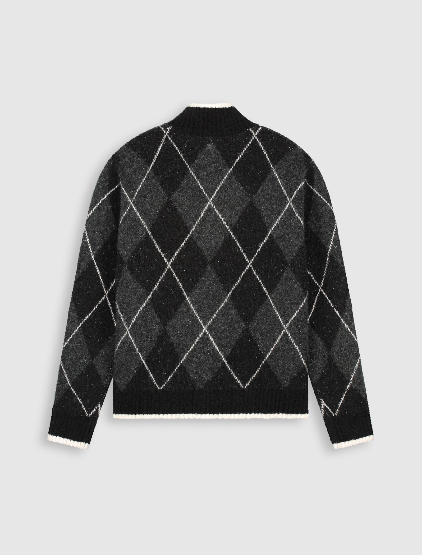 Argyle Half-zip Knit Sweater | Black