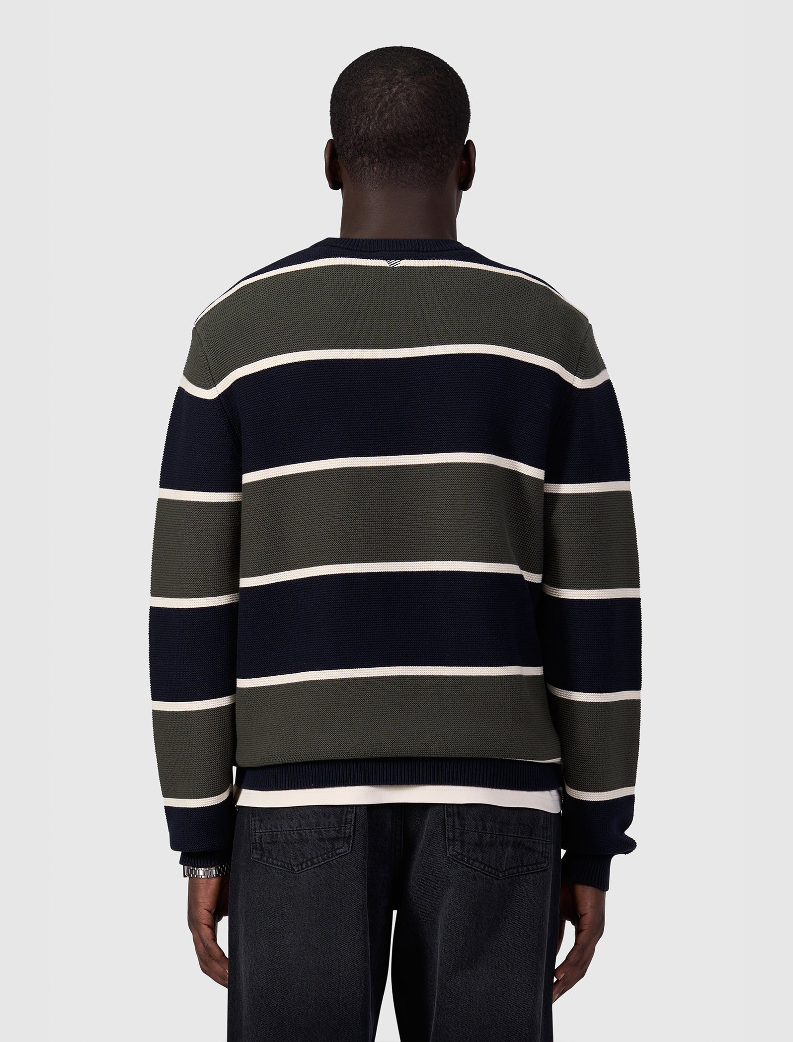 Striped Knit Sweater | Dark Navy