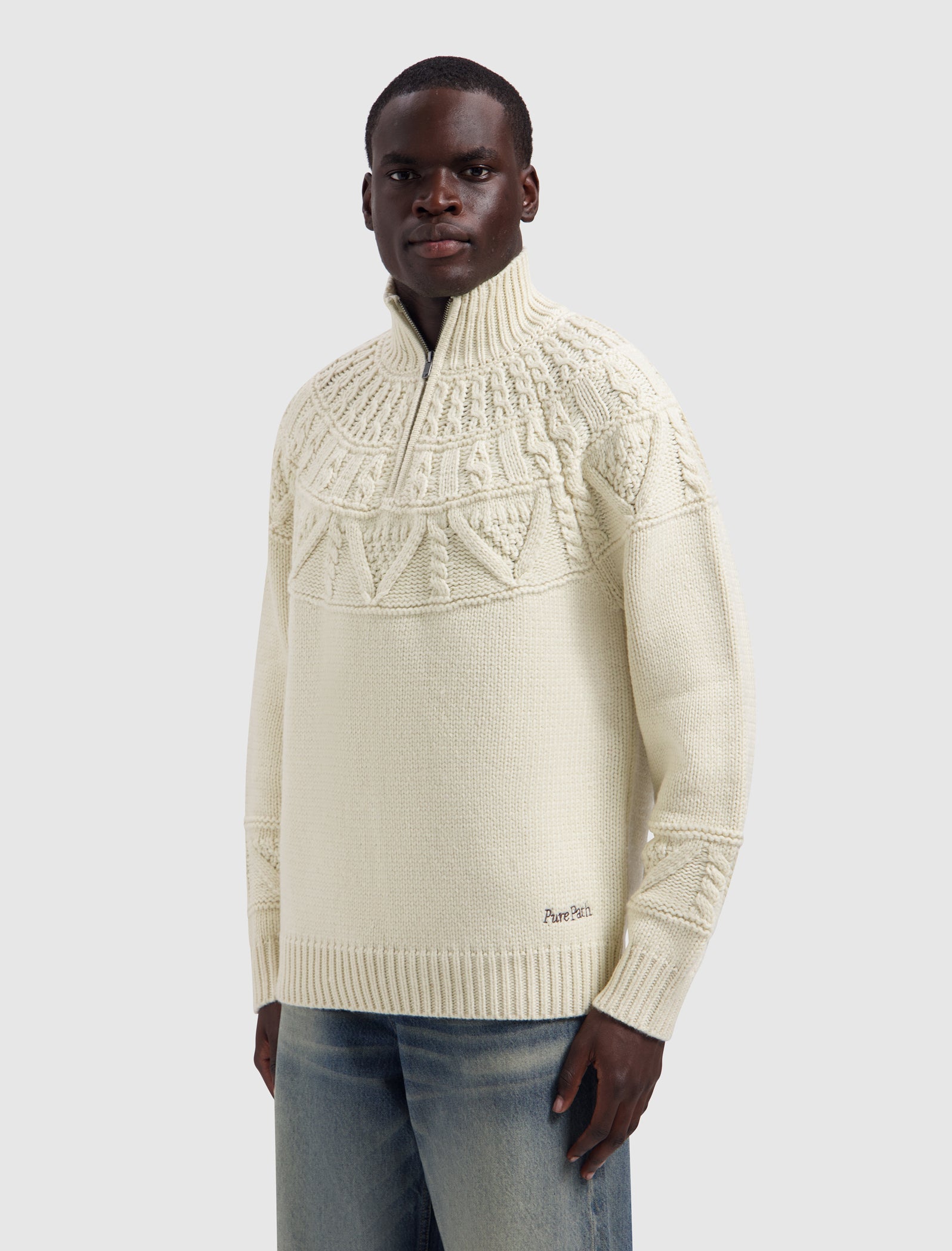 Heavy Cable Knit Sweater | Ecru