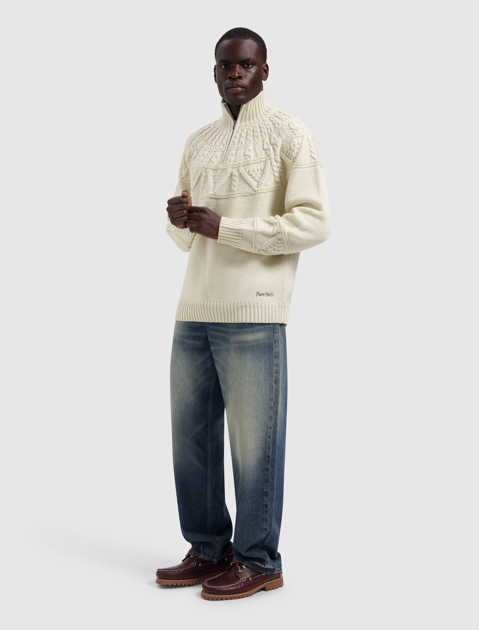 Heavy Cable Knit Sweater | Ecru