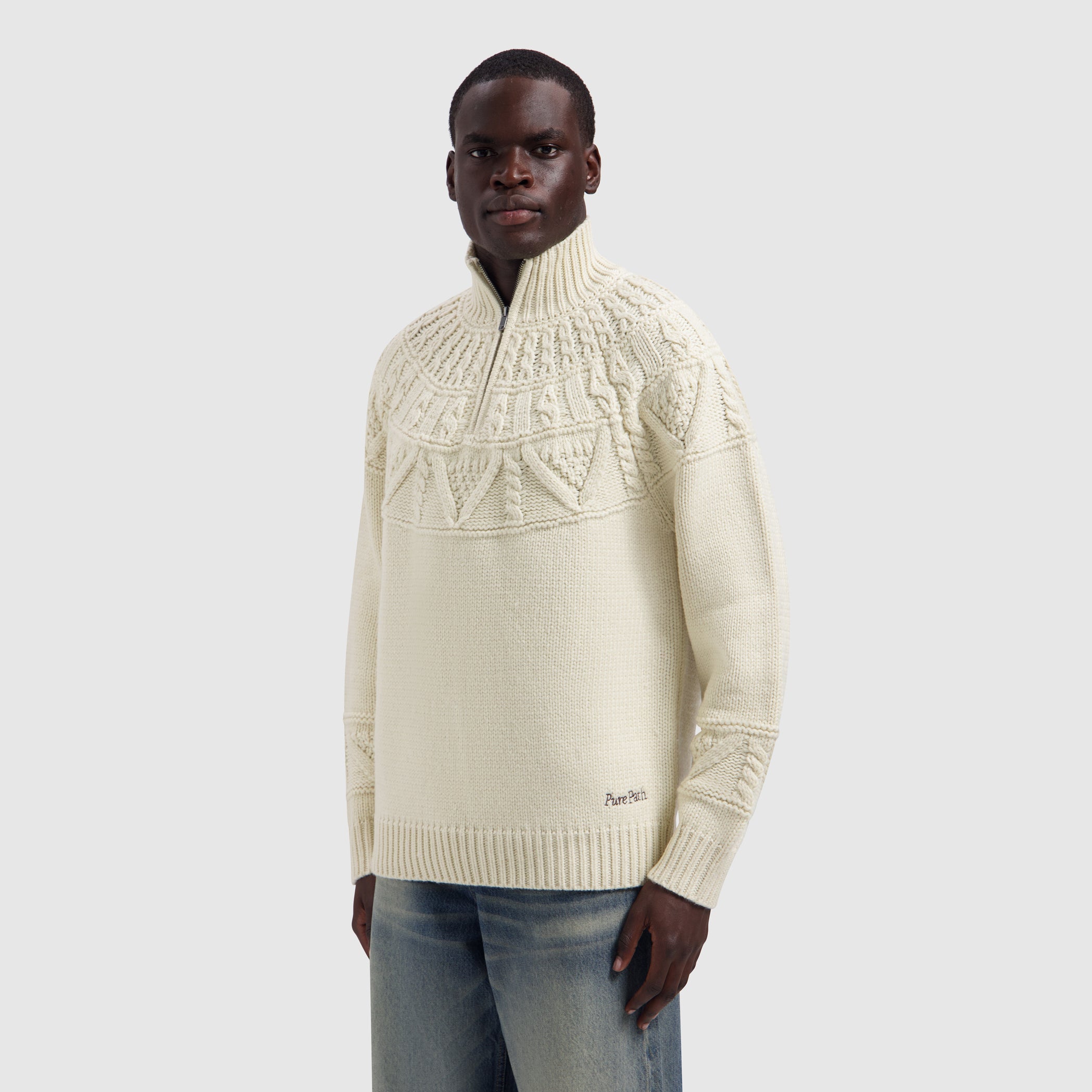 Heavy Cable Knit Sweater | Ecru