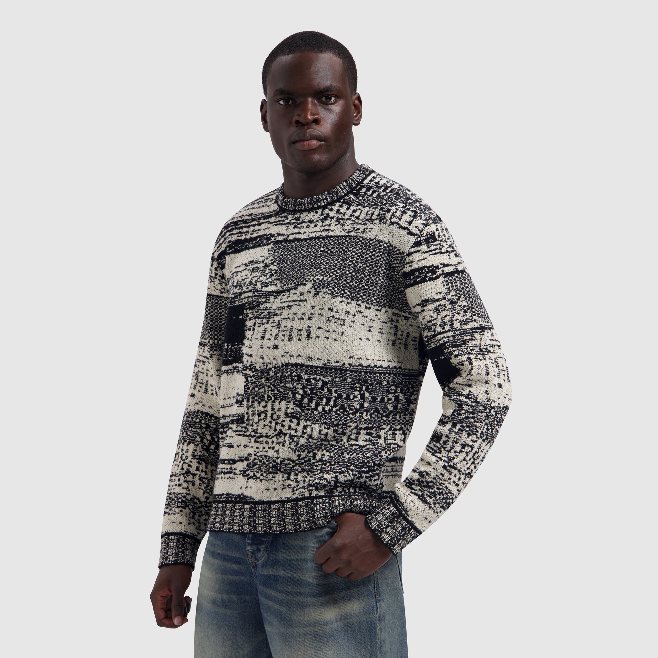 Jacquard Knit Sweater | Black