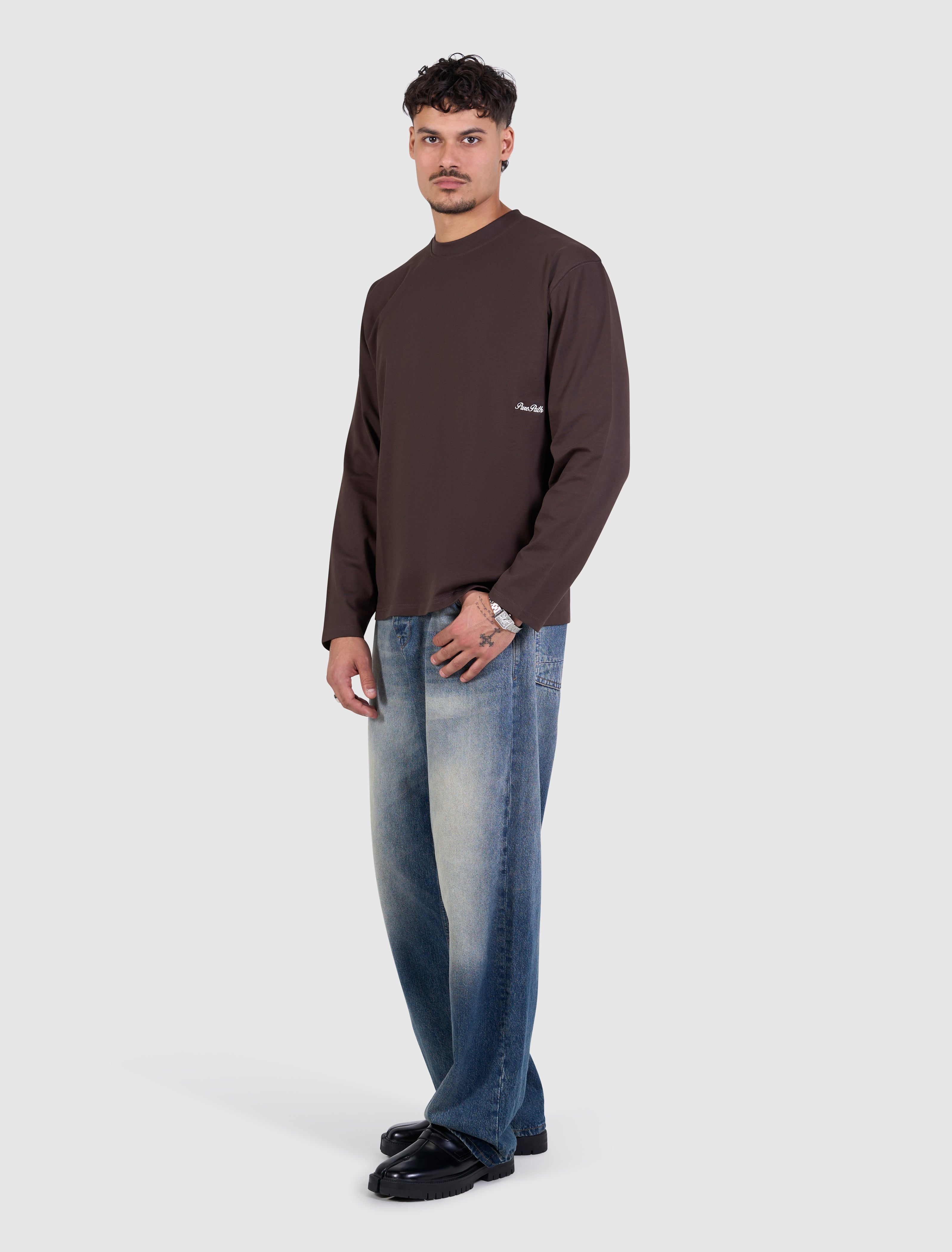 Society Longsleeve T-shirt | Dark Brown