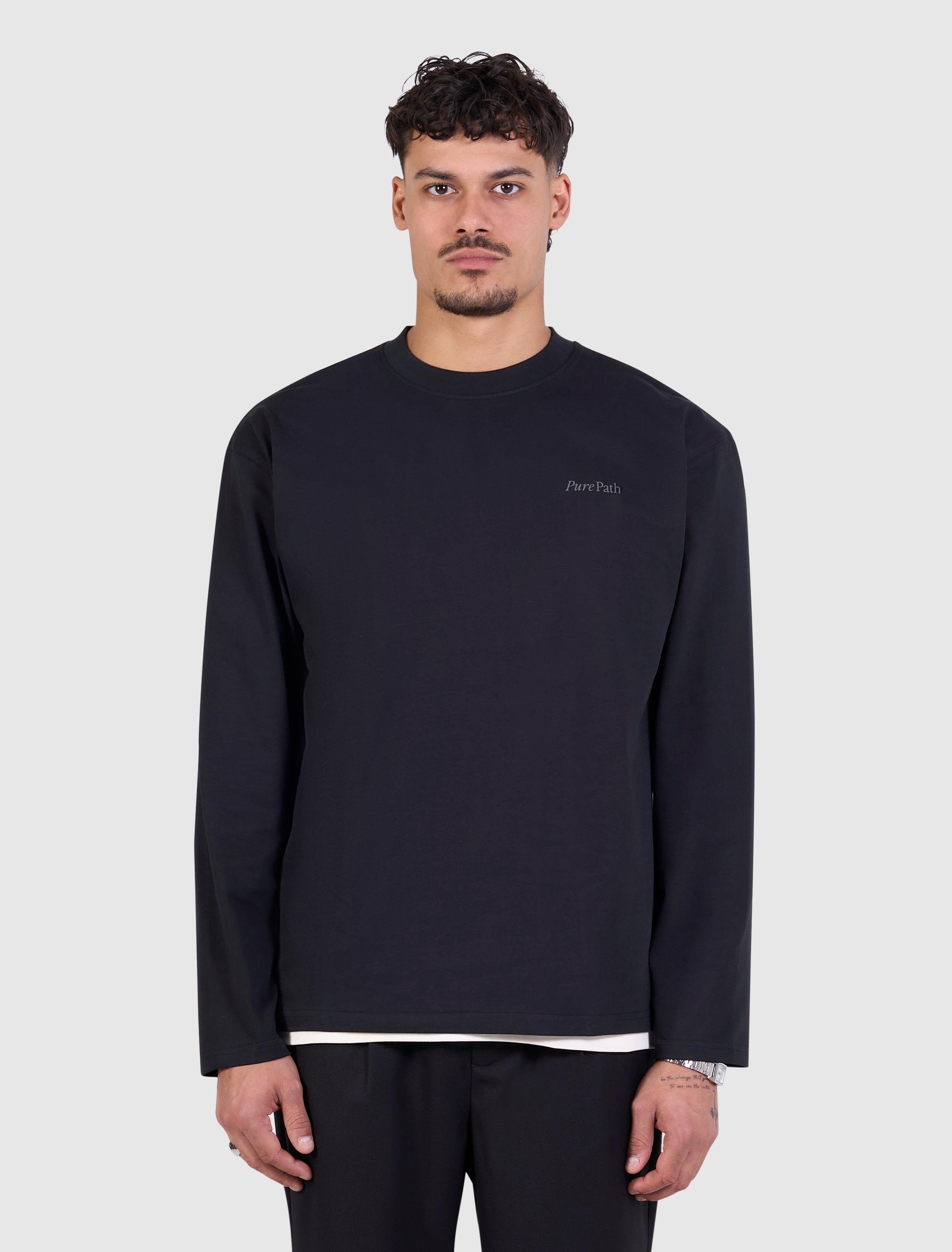Mirror Logo Longsleeve T-shirt | Black