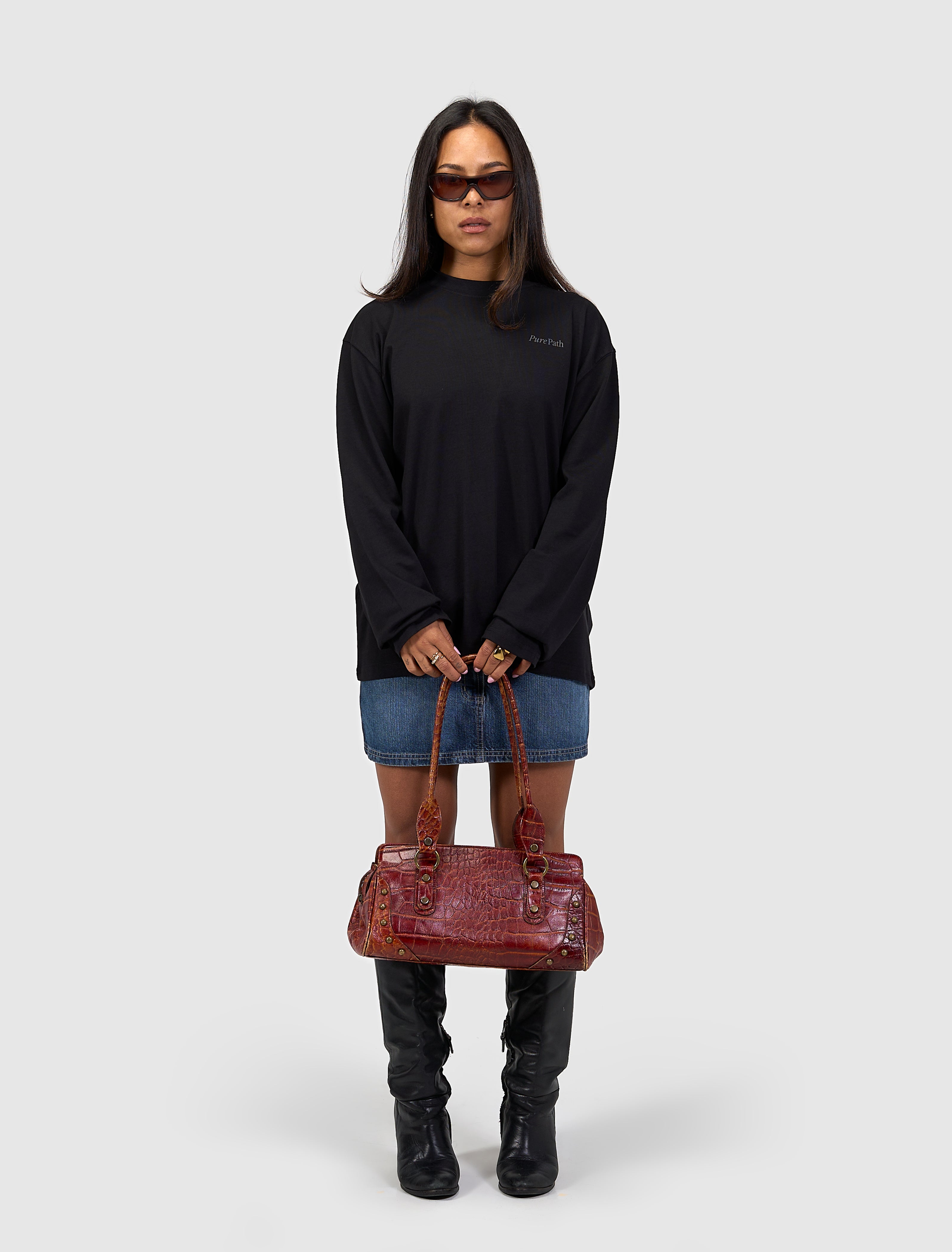 Mirror Logo Longsleeve T-shirt | Black