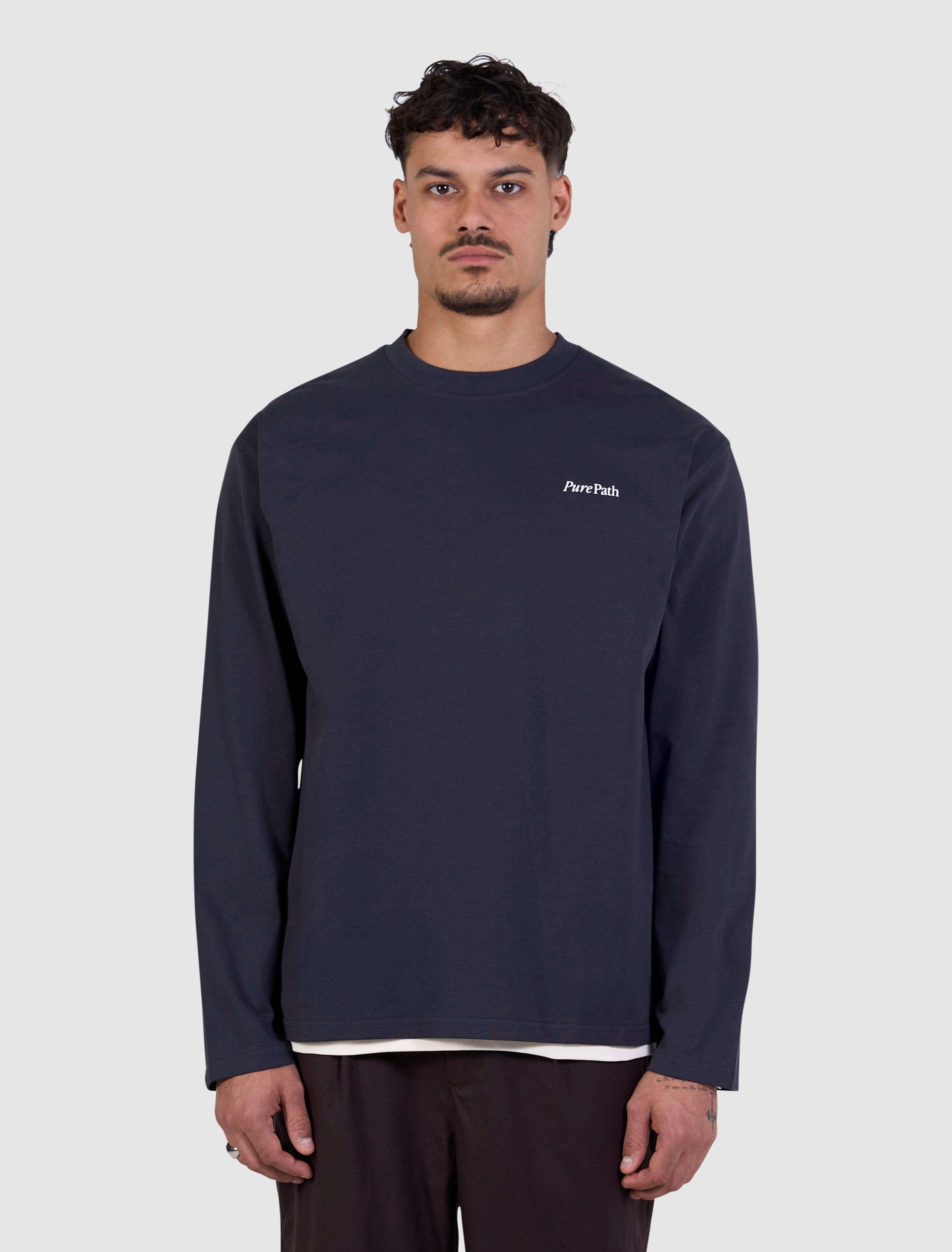 Mirror Logo Longsleeve T-shirt | Dark Navy