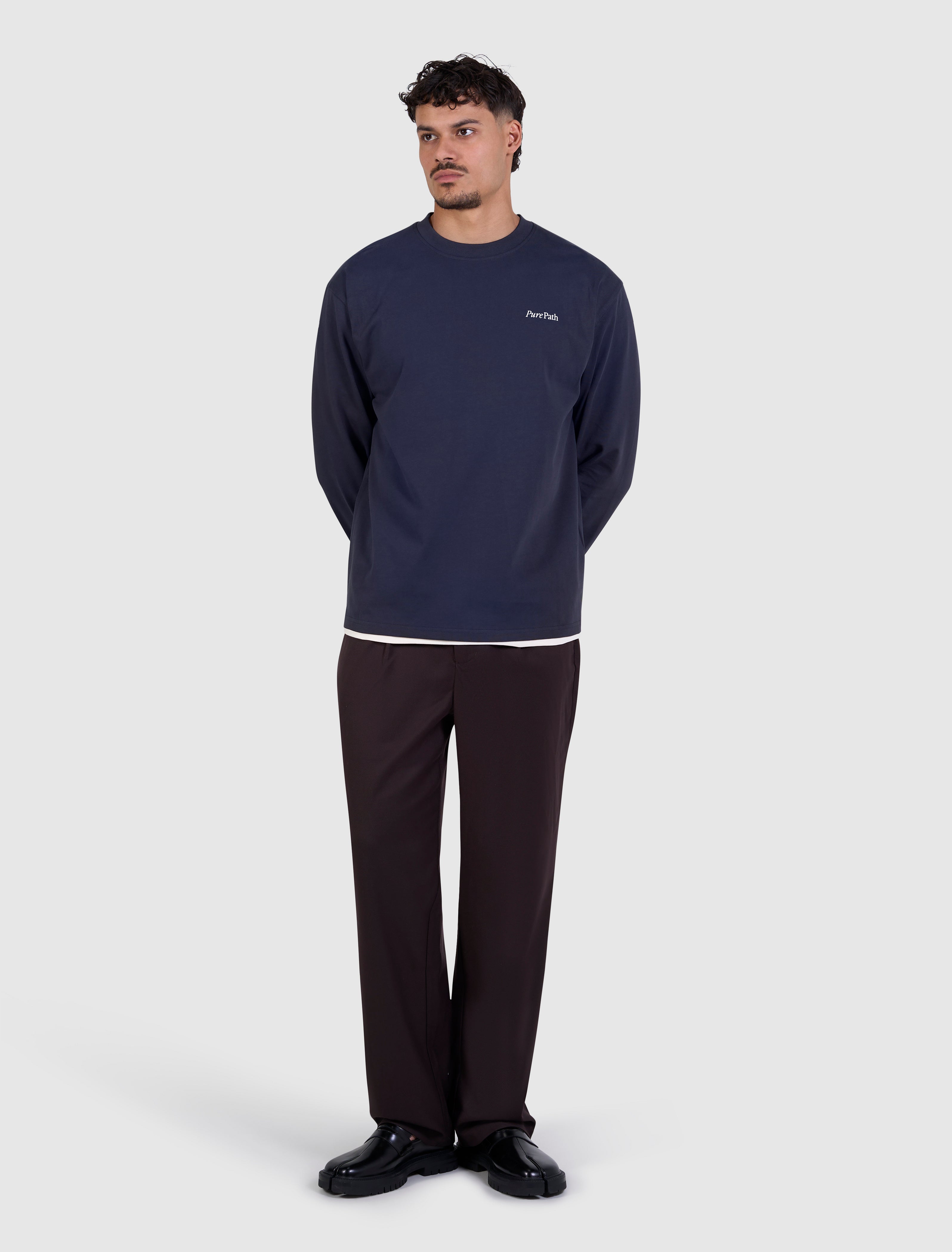 Mirror Logo Longsleeve T-shirt | Dark Navy