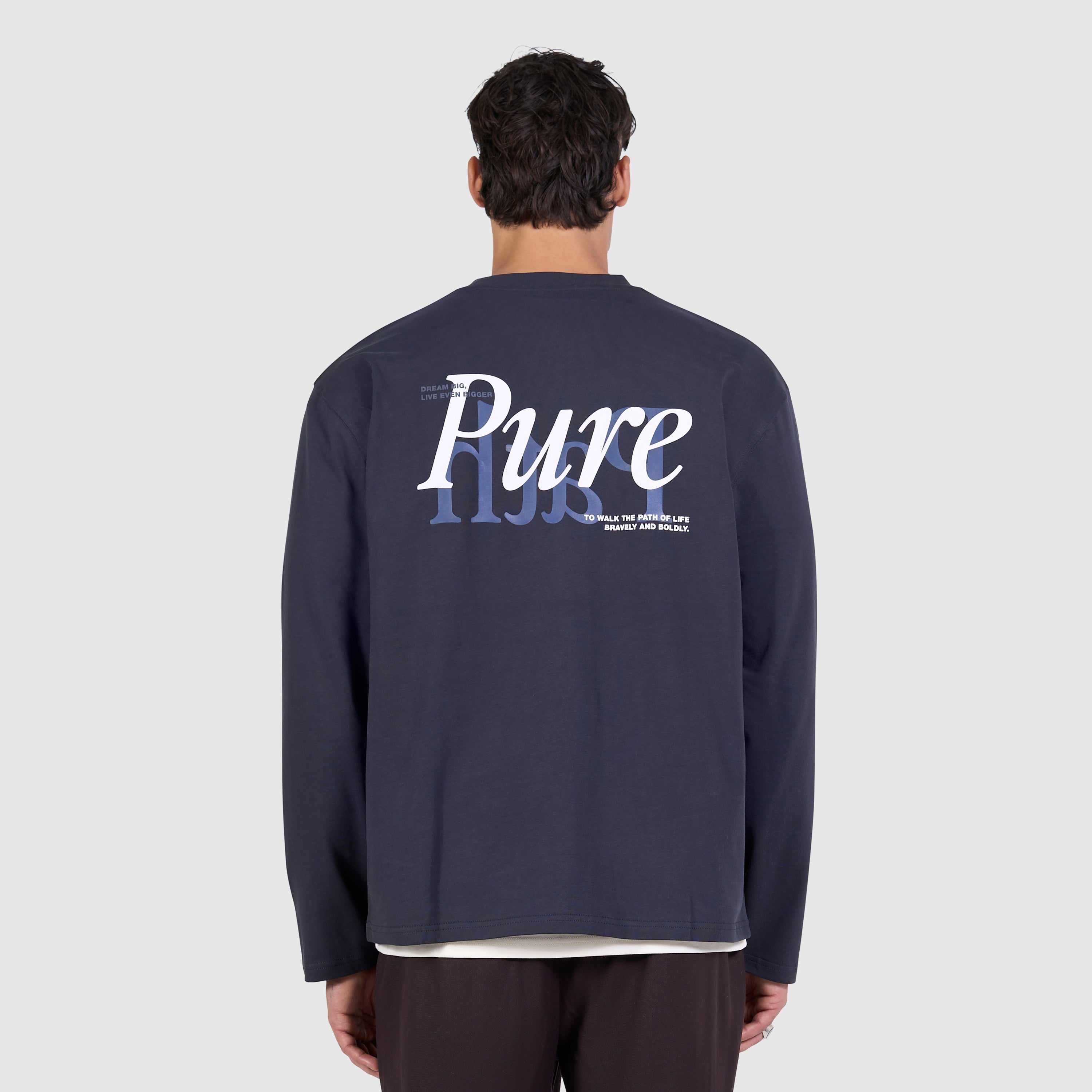 Mirror Logo Longsleeve T-shirt | Dark Navy