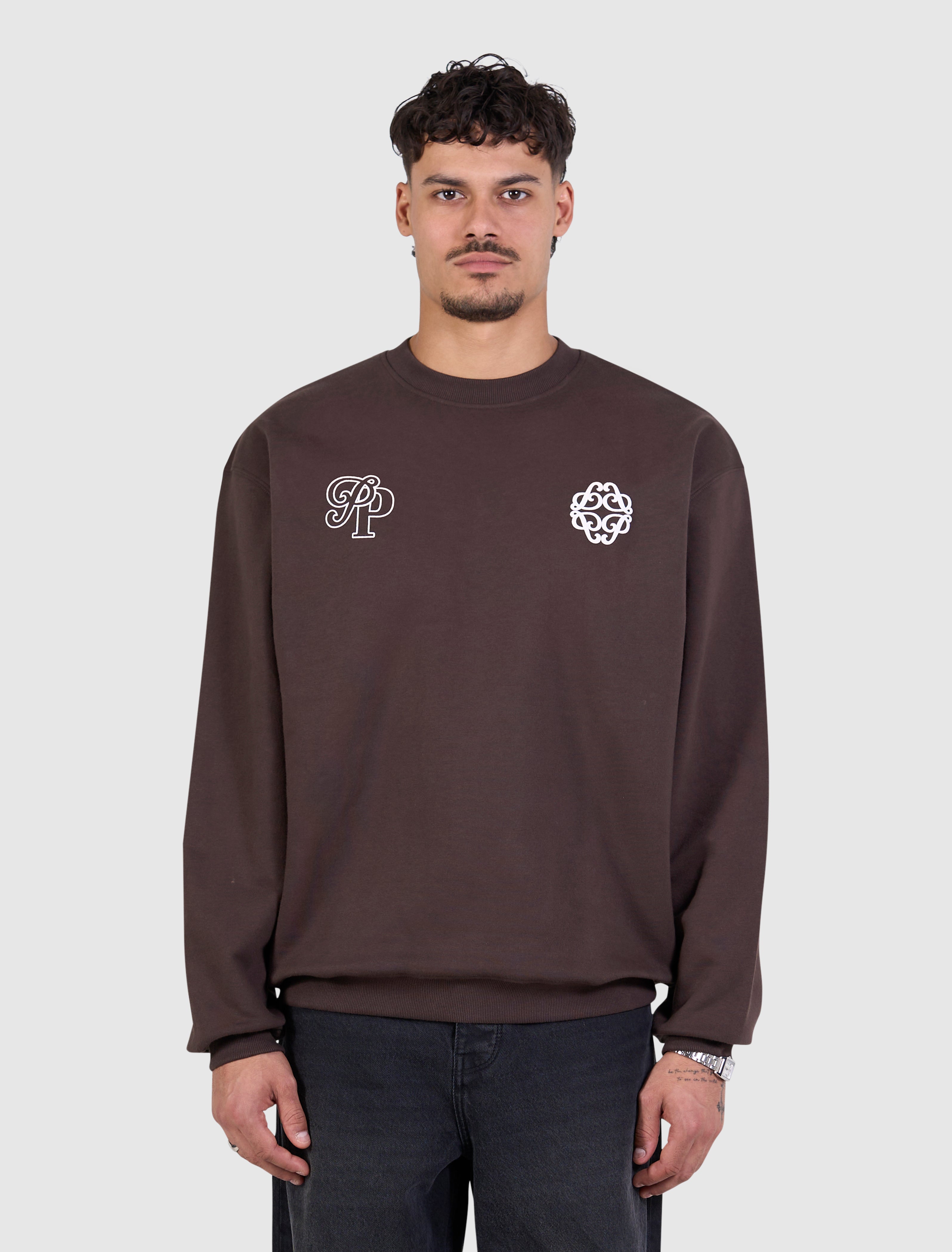 Initials Emblem Sweater | Dark Brown
