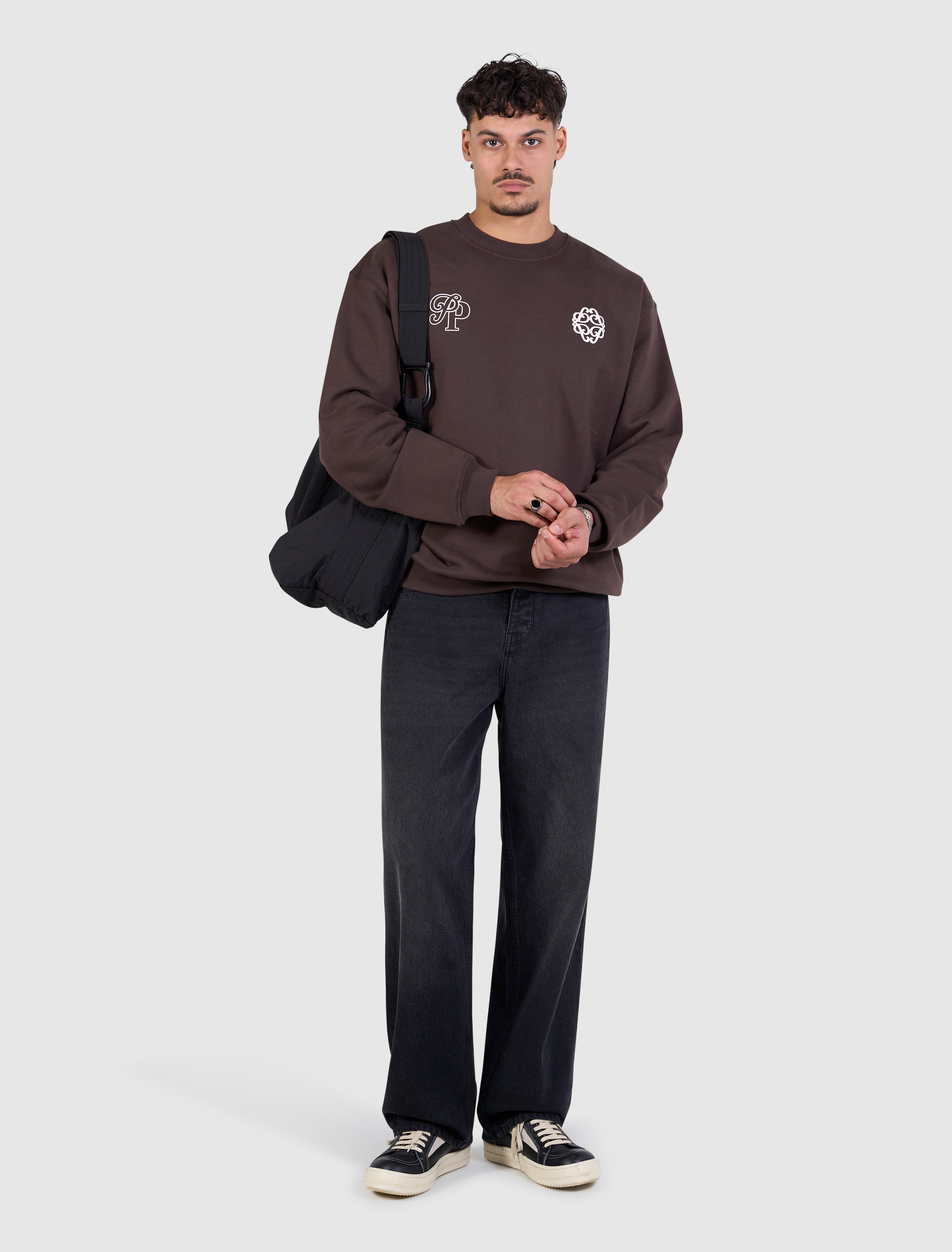 Initials Emblem Sweater | Dark Brown