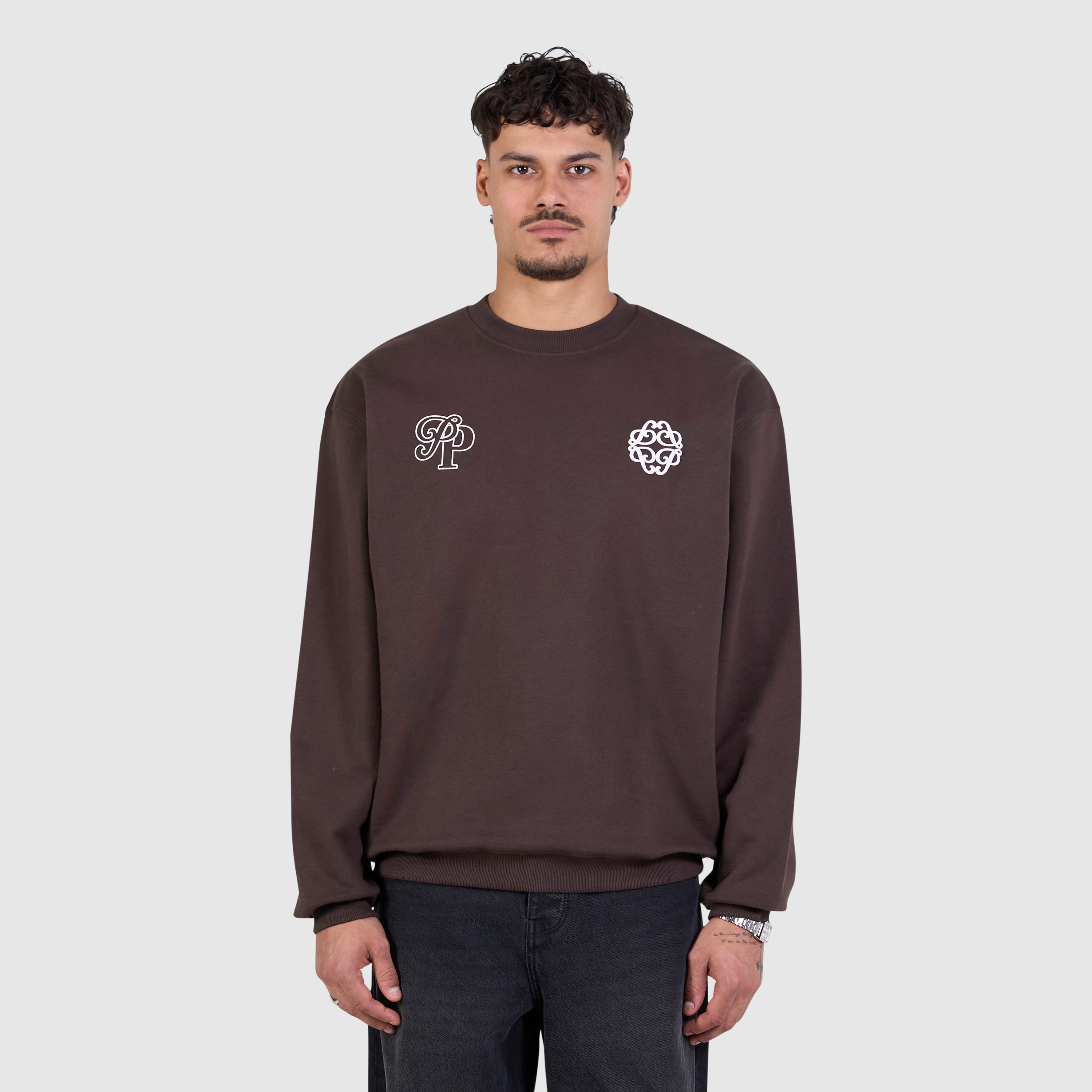 Initials Emblem Sweater | Dark Brown