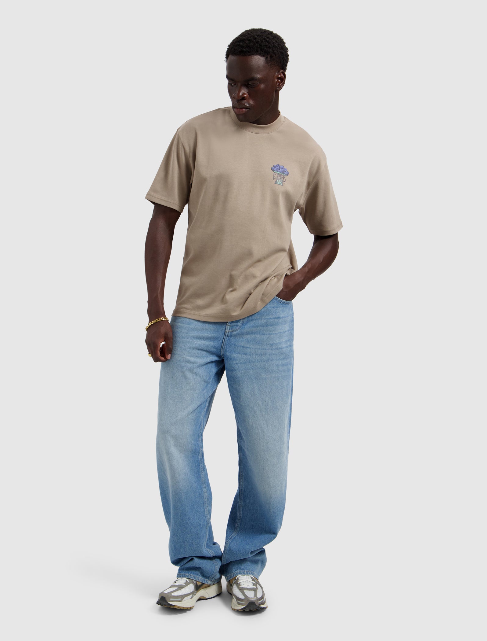 Pixel Fruit Bowl T-shirt | Taupe