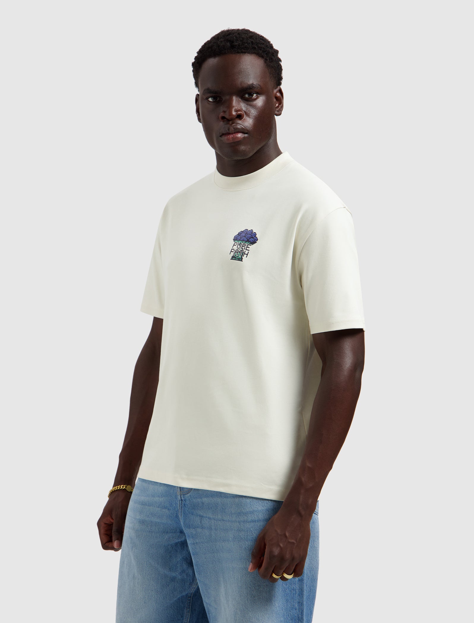 Pixel Fruit Bowl T-shirt | Ecru